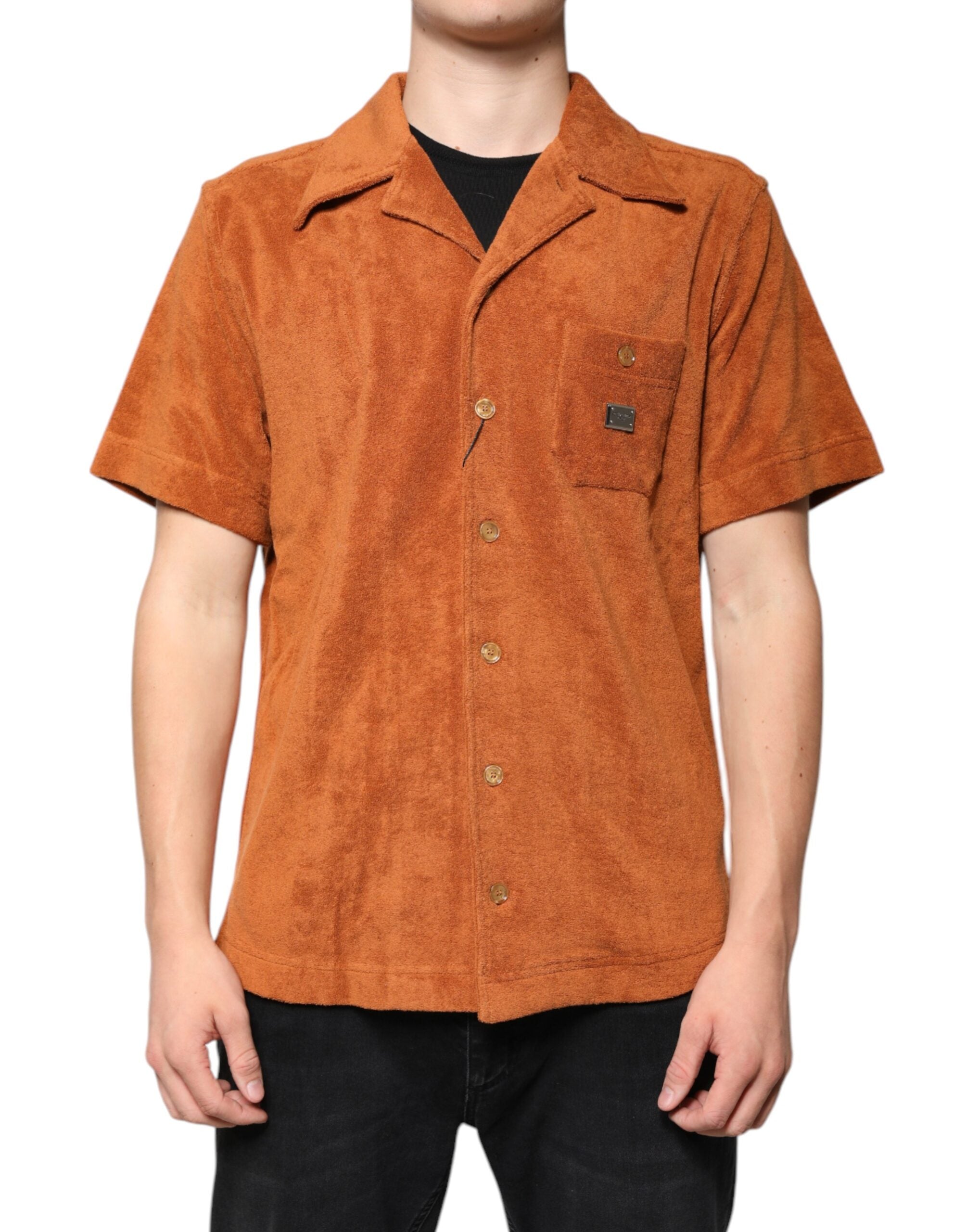 Dolce & Gabbana Hazel Cotton Velvet Button Down Collared Men's Shirt