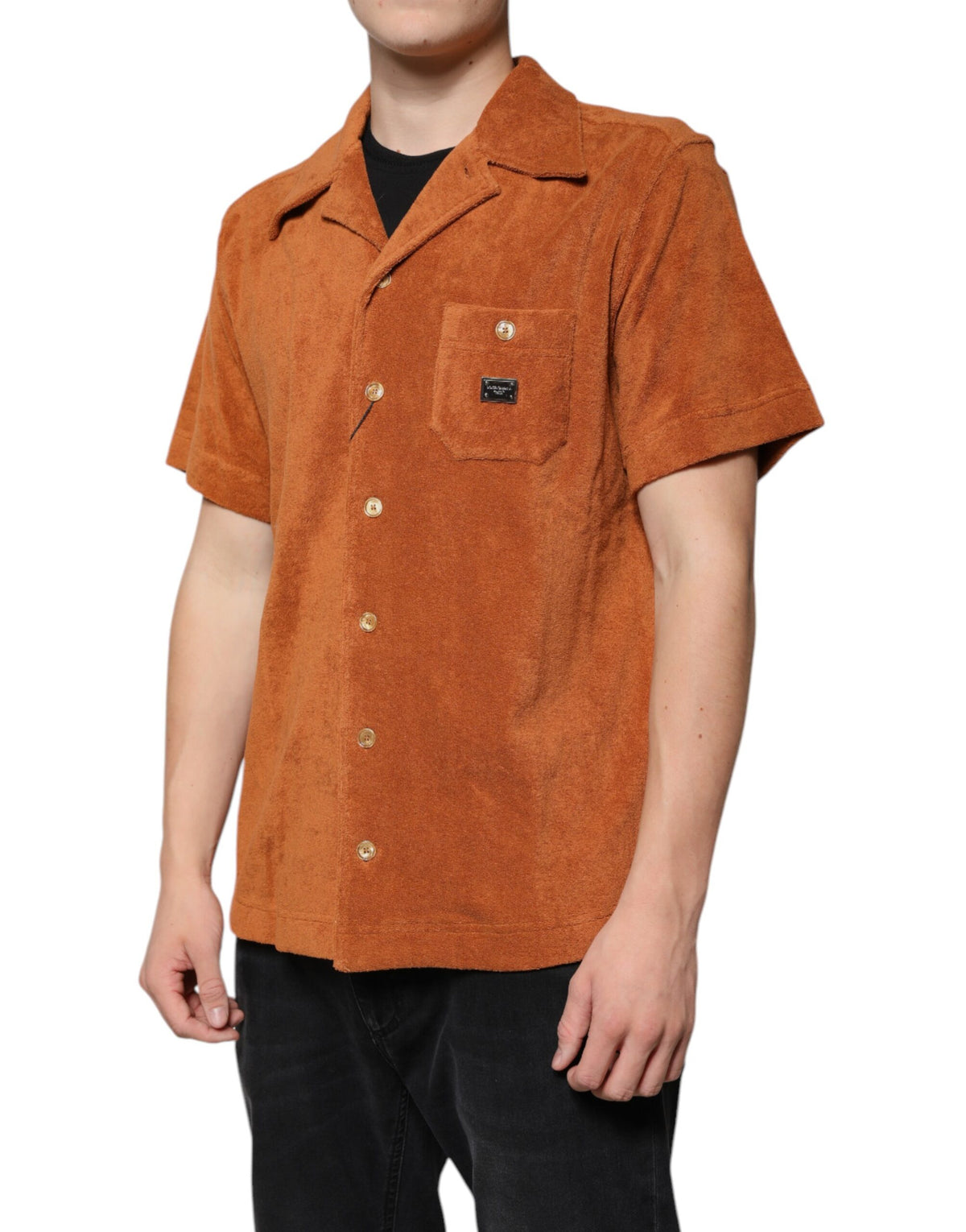 Dolce & Gabbana Hazel Cotton Velvet Button Down Collared Men's Shirt