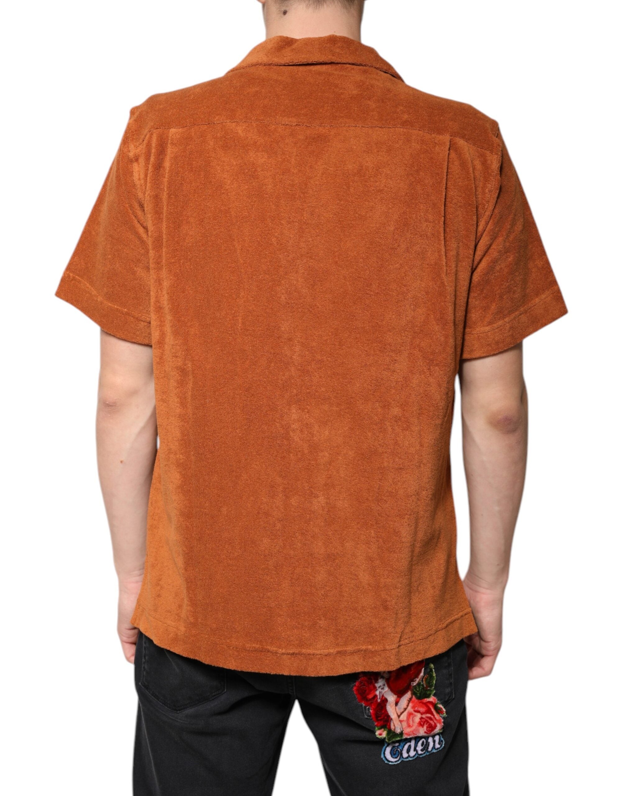 Dolce & Gabbana Hazel Cotton Velvet Button Down Collared Men's Shirt