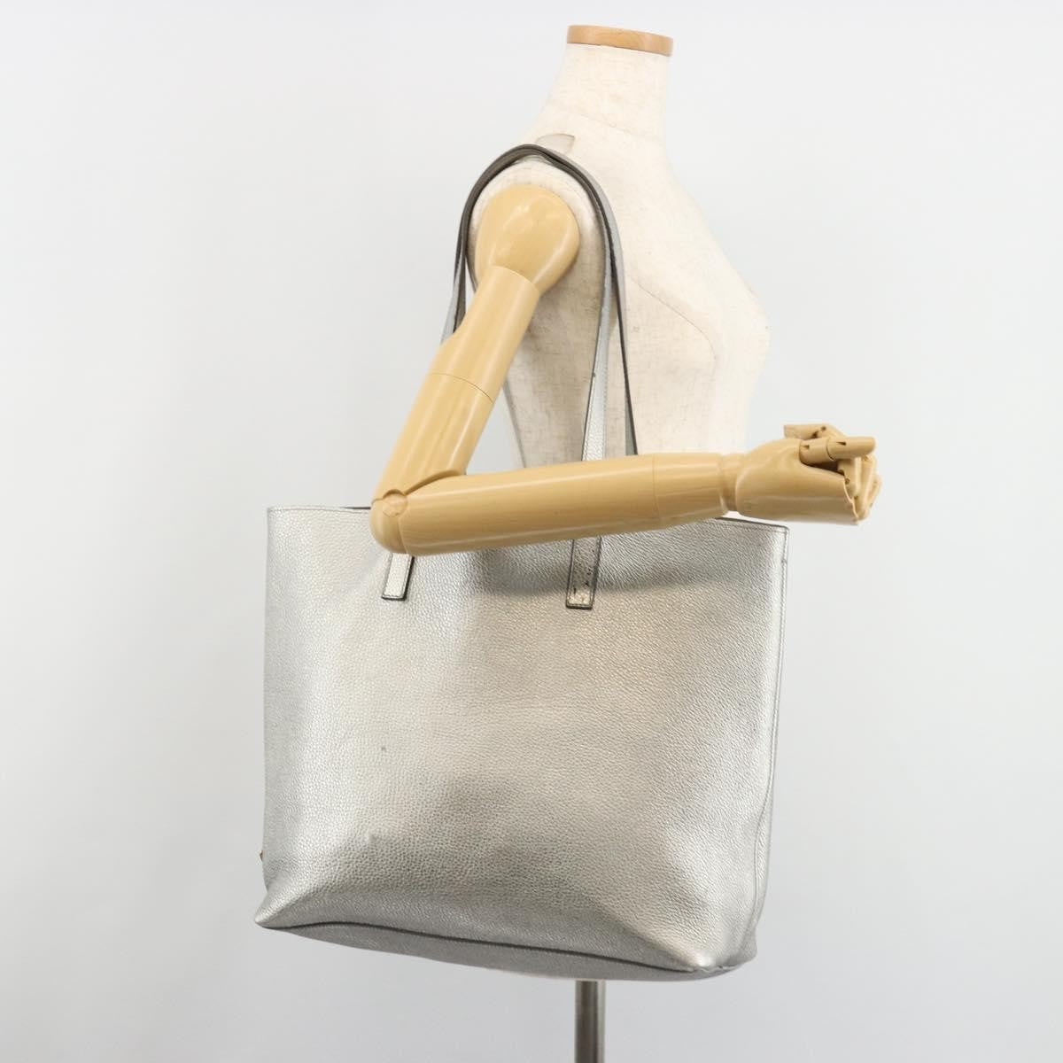 Prada Vintage Tote Leather Silver Leather Tote Bag Bag (Pre-Owned)