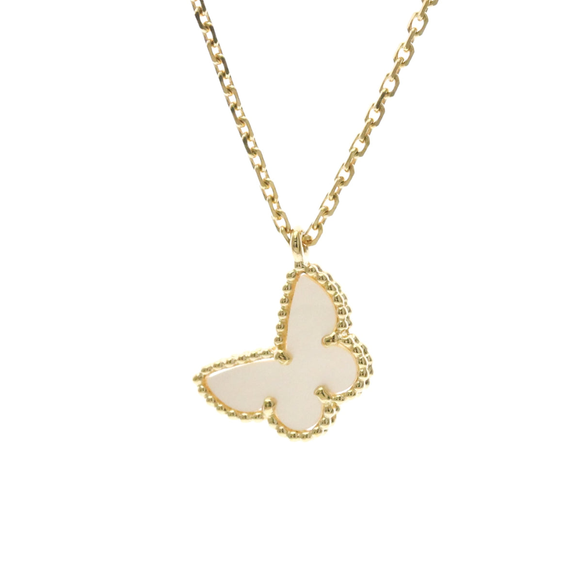 Van Cleef & Arpels Sweet Alhambra Butterfly Pendant 18K White Gold With Turquoise Gold Yellow_Gold Necklace Jewelry (Pre-Owned)