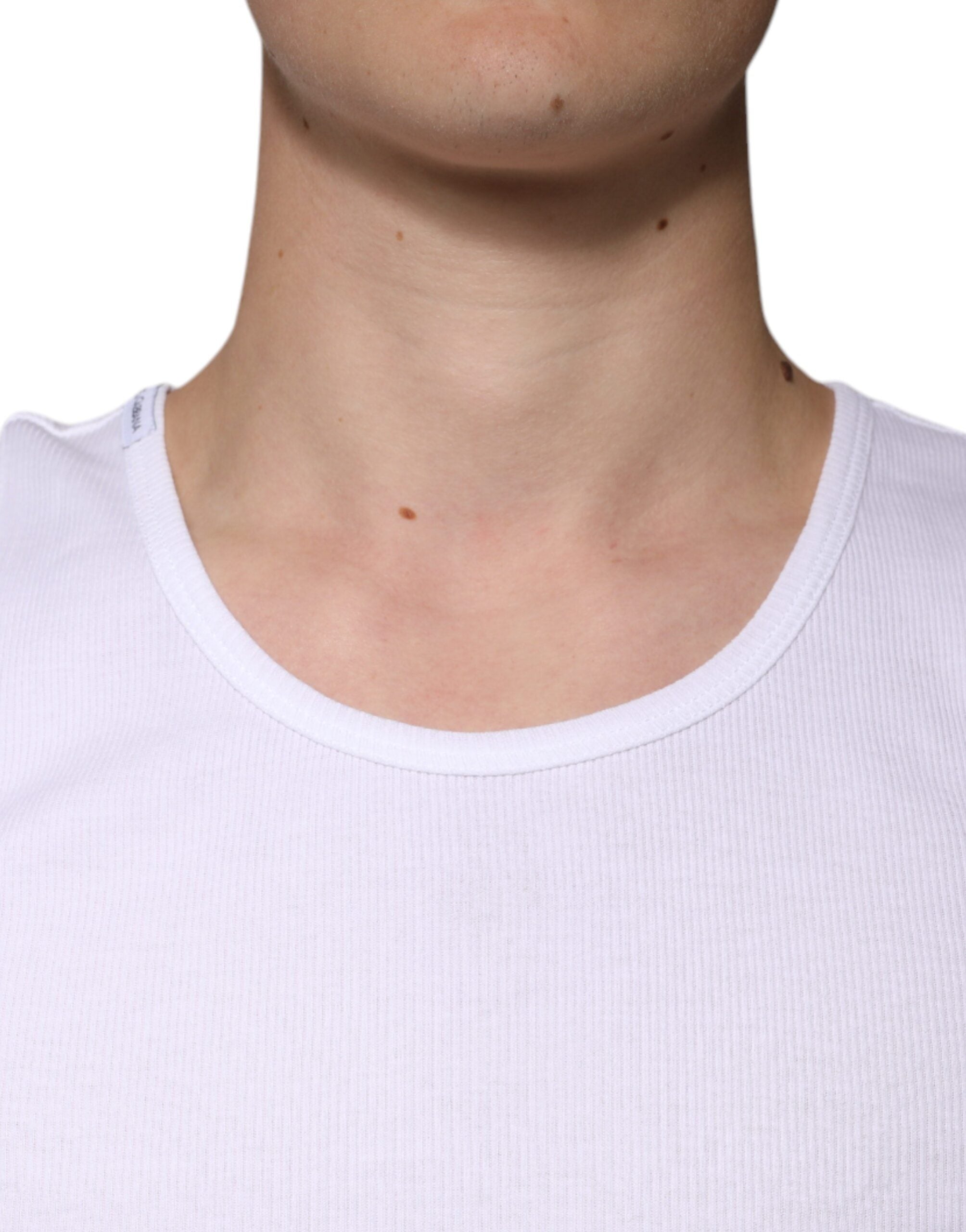 Dolce & Gabbana White Cotton Sleeveless Round Neck Tank Men's T-shirt (Pre-Owned)