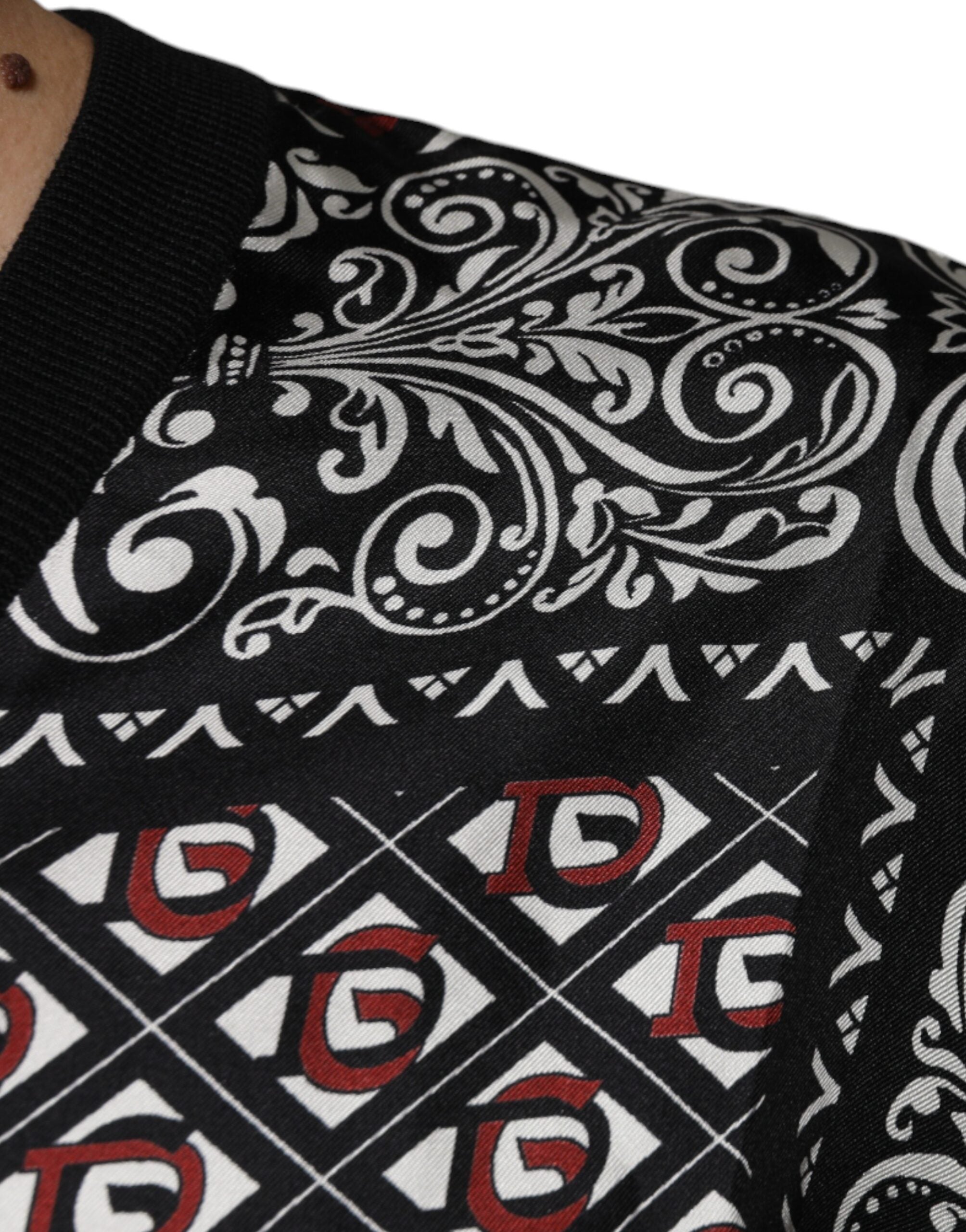 Dolce & Gabbana Black Logo Wool V-neck Pullover Men's Sweater