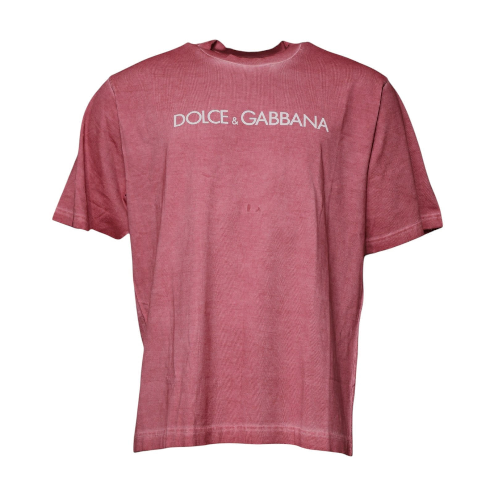 Dolce & Gabbana Pink Logo Print Cotton Crew Neck Men's T-shirt (Pre-Owned)