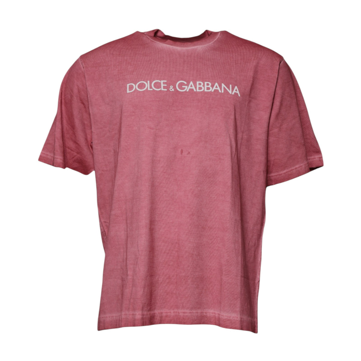 Dolce & Gabbana Pink Logo Print Cotton Crew Neck Men's T-shirt (Pre-Owned)
