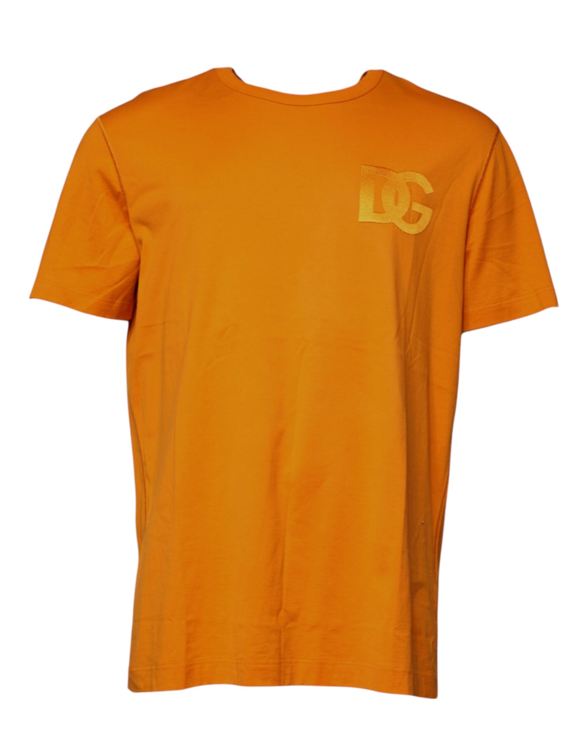 Dolce & Gabbana Orange Logo Cotton Crew Neck Men's T-shirt (Pre-Owned)
