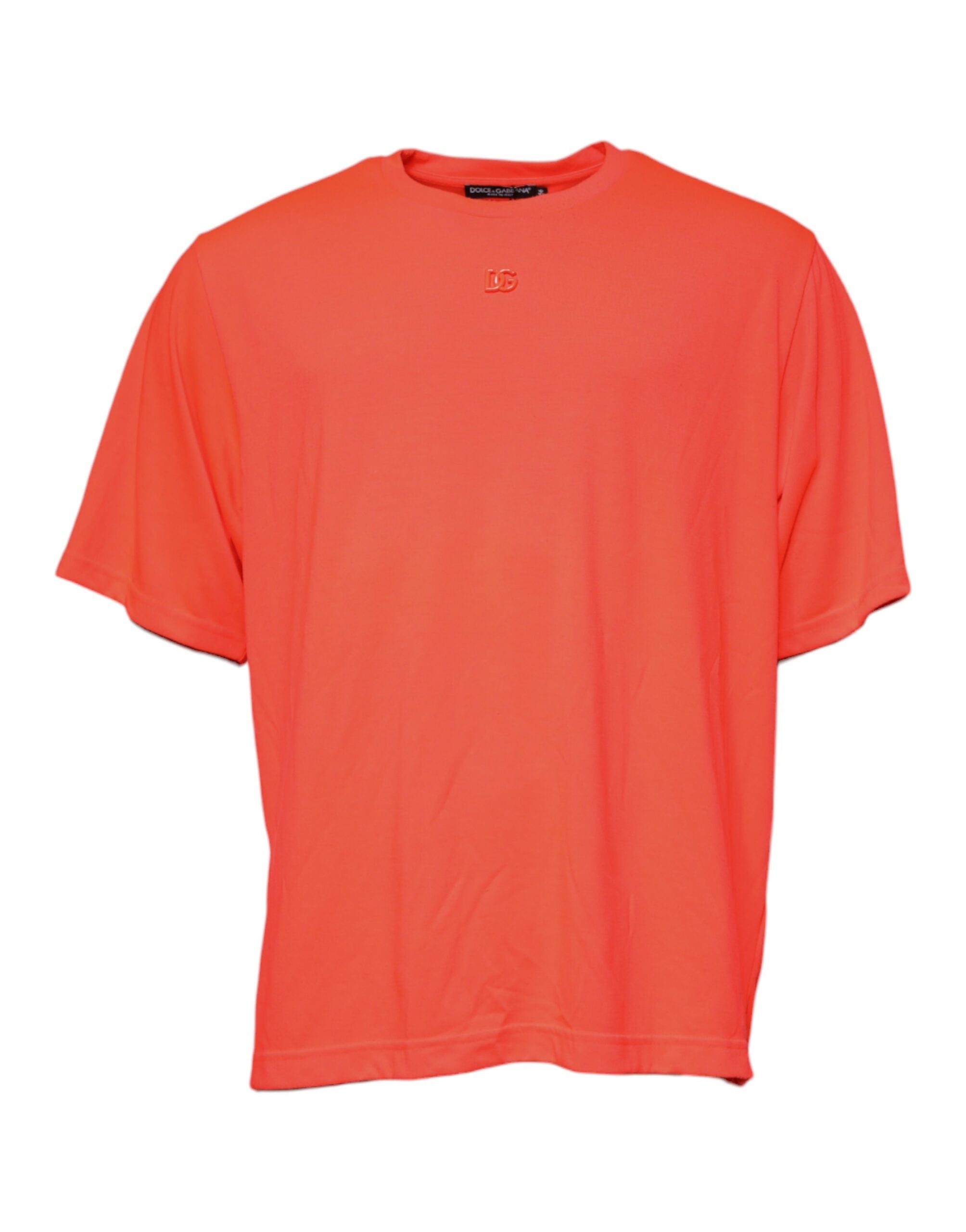 Dolce & Gabbana Orange Logo Polyester Crew Neck Men's T-shirt (Pre-Owned)