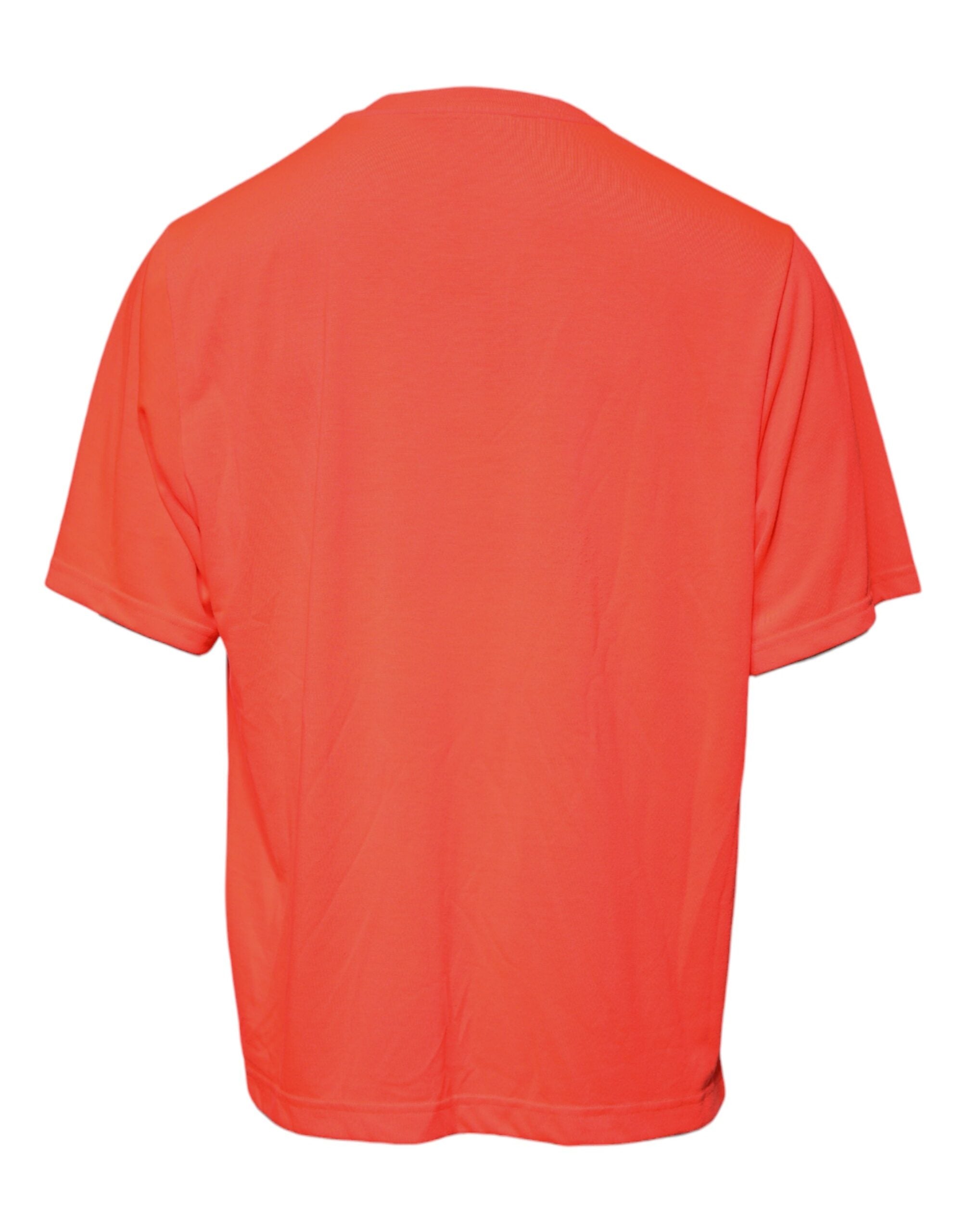 Dolce & Gabbana Orange Logo Polyester Crew Neck Men's T-shirt (Pre-Owned)