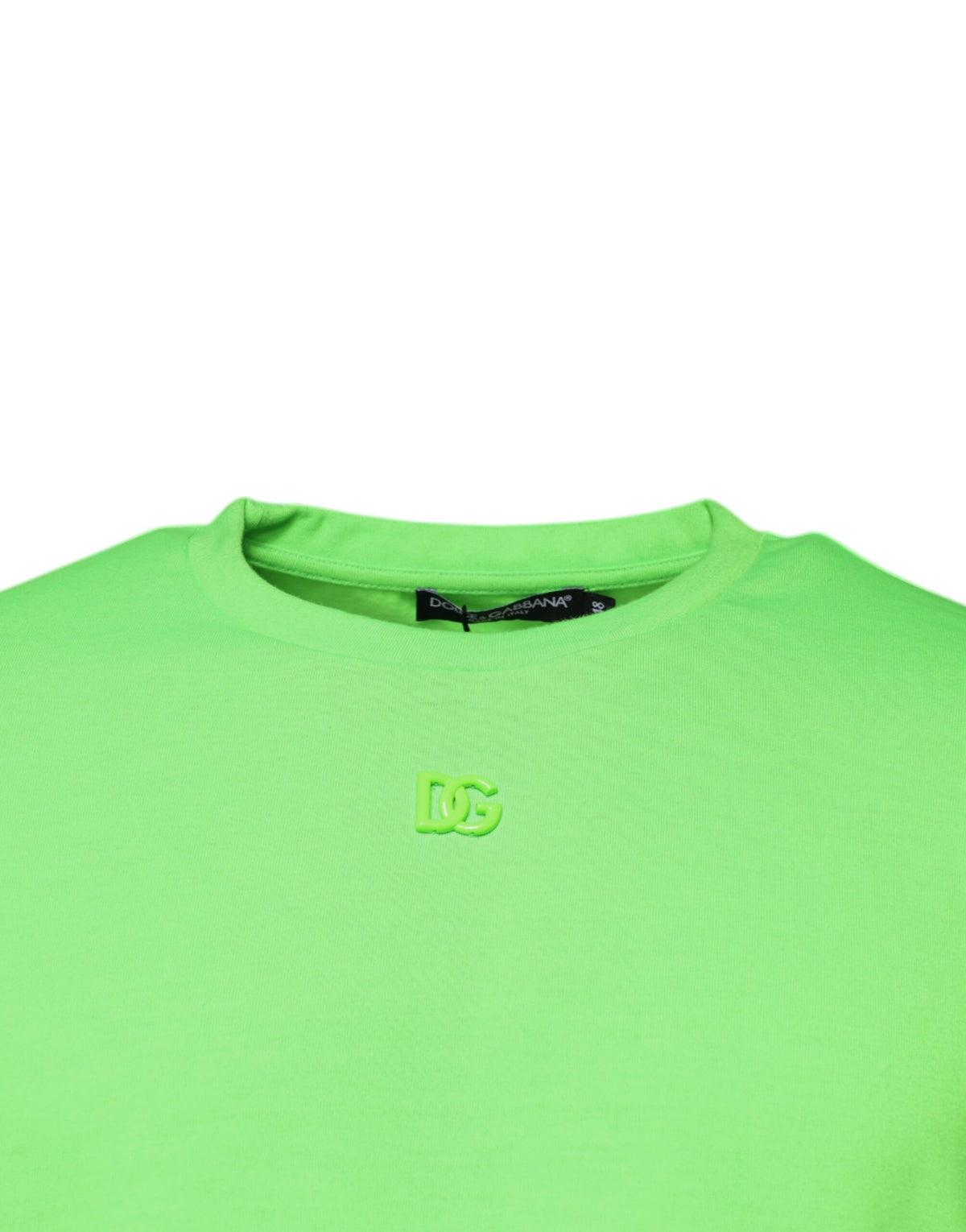 Dolce & Gabbana Green Logo Polyester Crew Neck Men's T-shirt