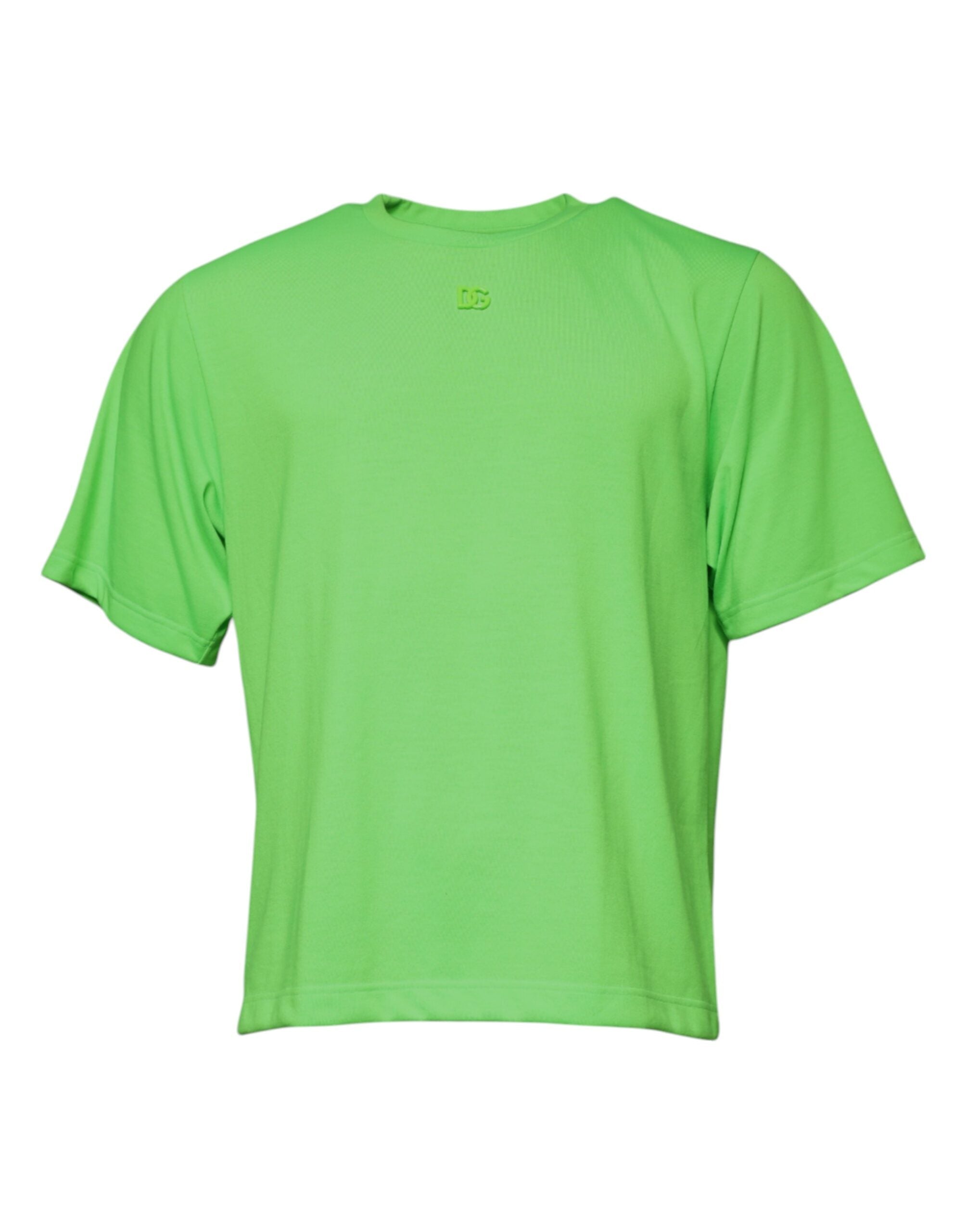 Dolce & Gabbana Green Logo Polyester Crew Neck Men's T-shirt