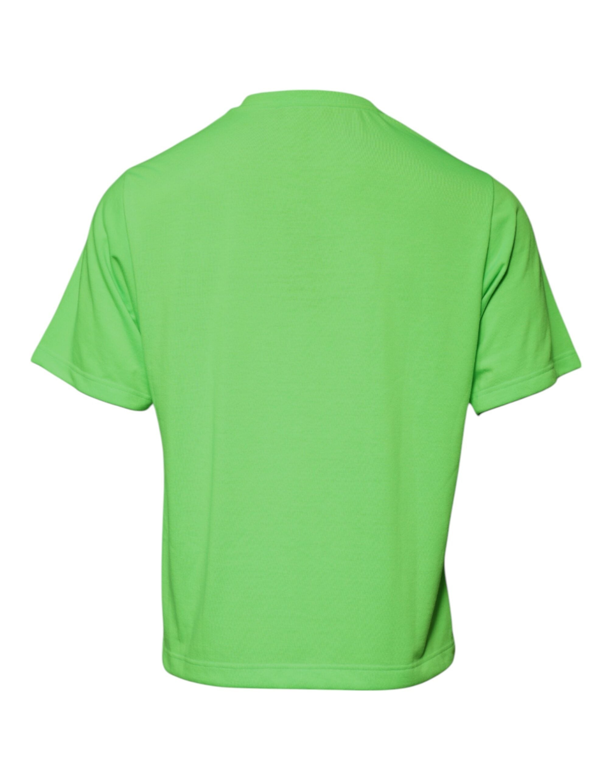 Dolce & Gabbana Green Logo Polyester Crew Neck Men's T-shirt (Pre-Owned)