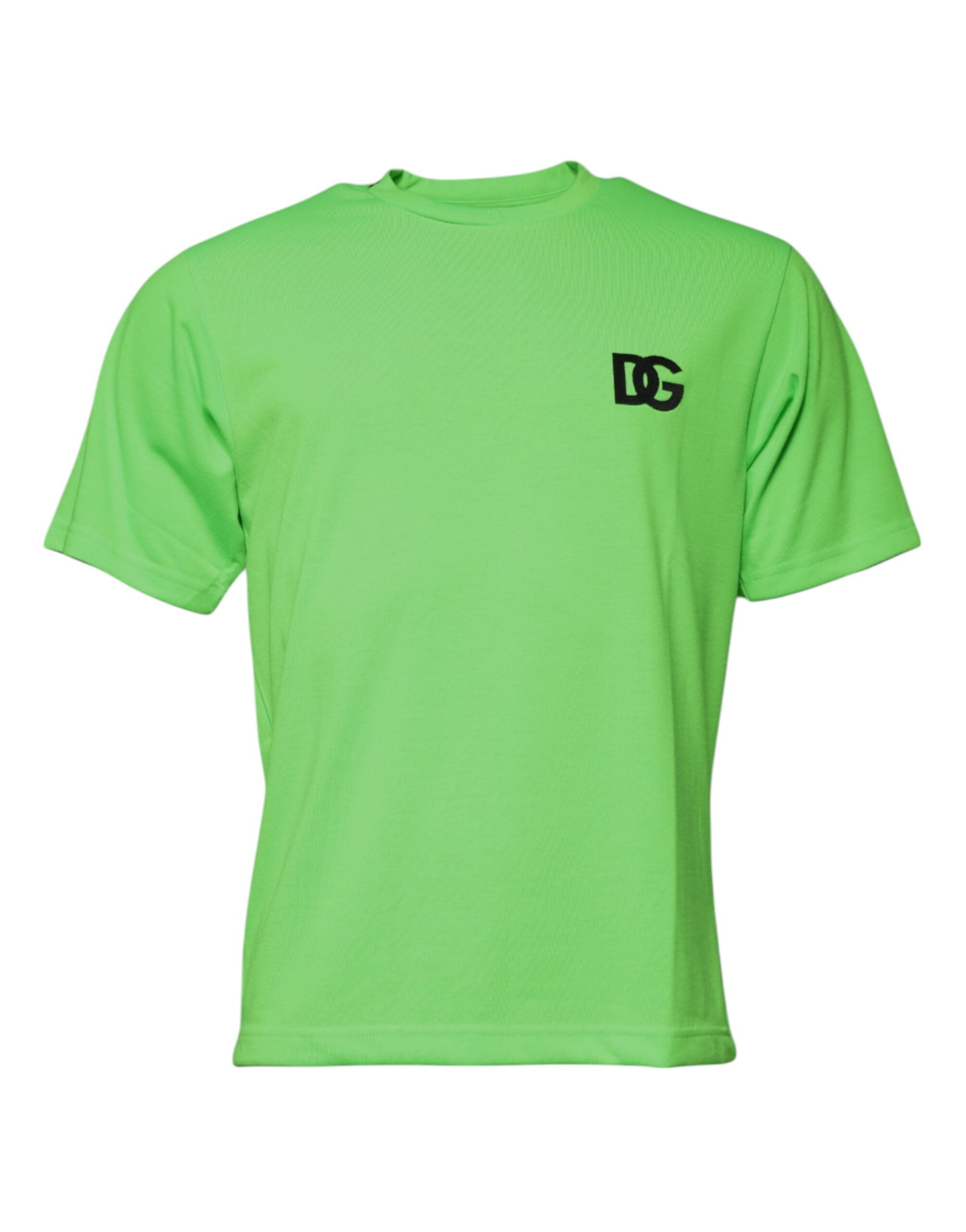 Dolce & Gabbana Green Logo Polyester Crew Neck Men's T-shirt