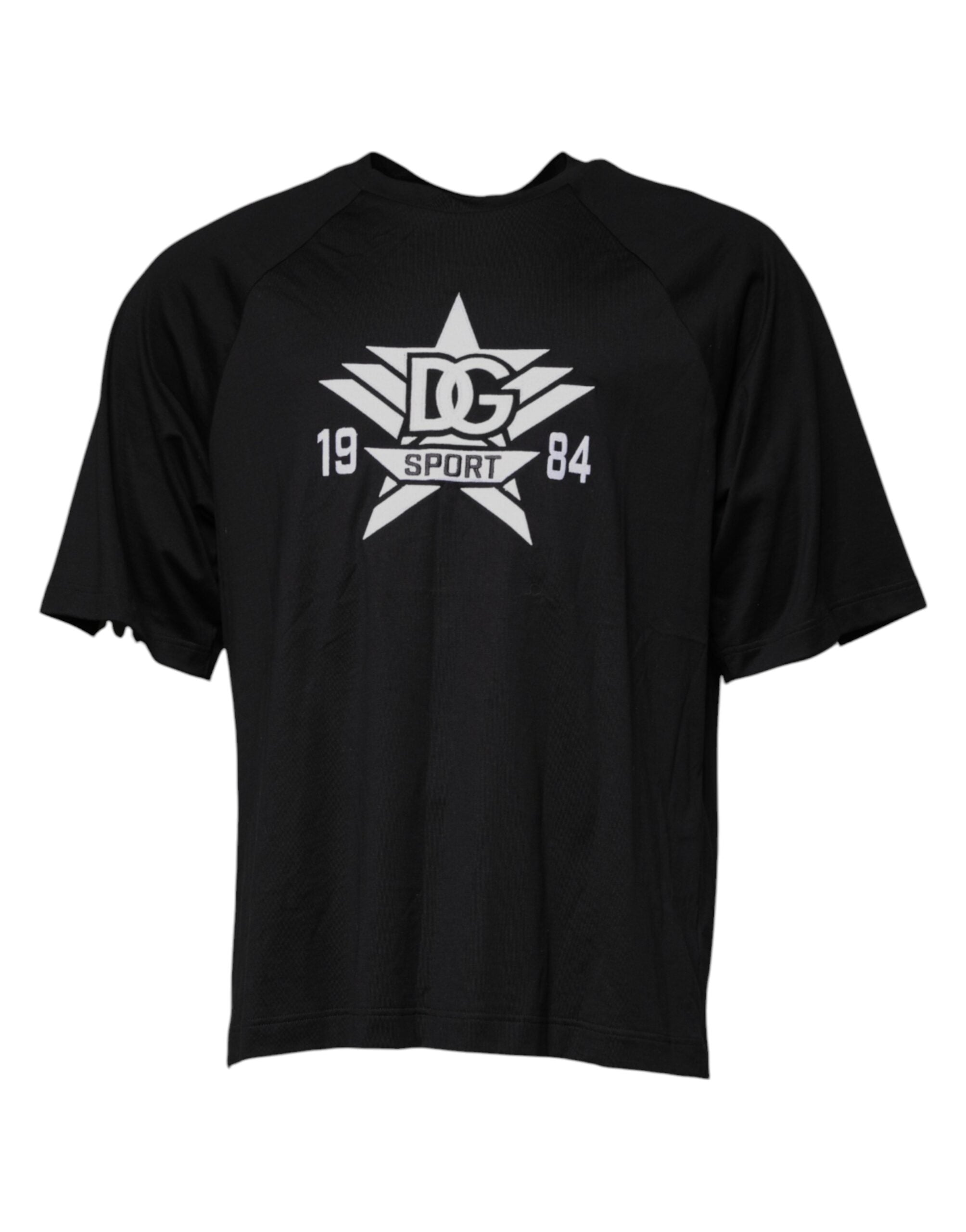 Dolce & Gabbana Black Logo Print Cotton Crew Neck Men's T-shirt