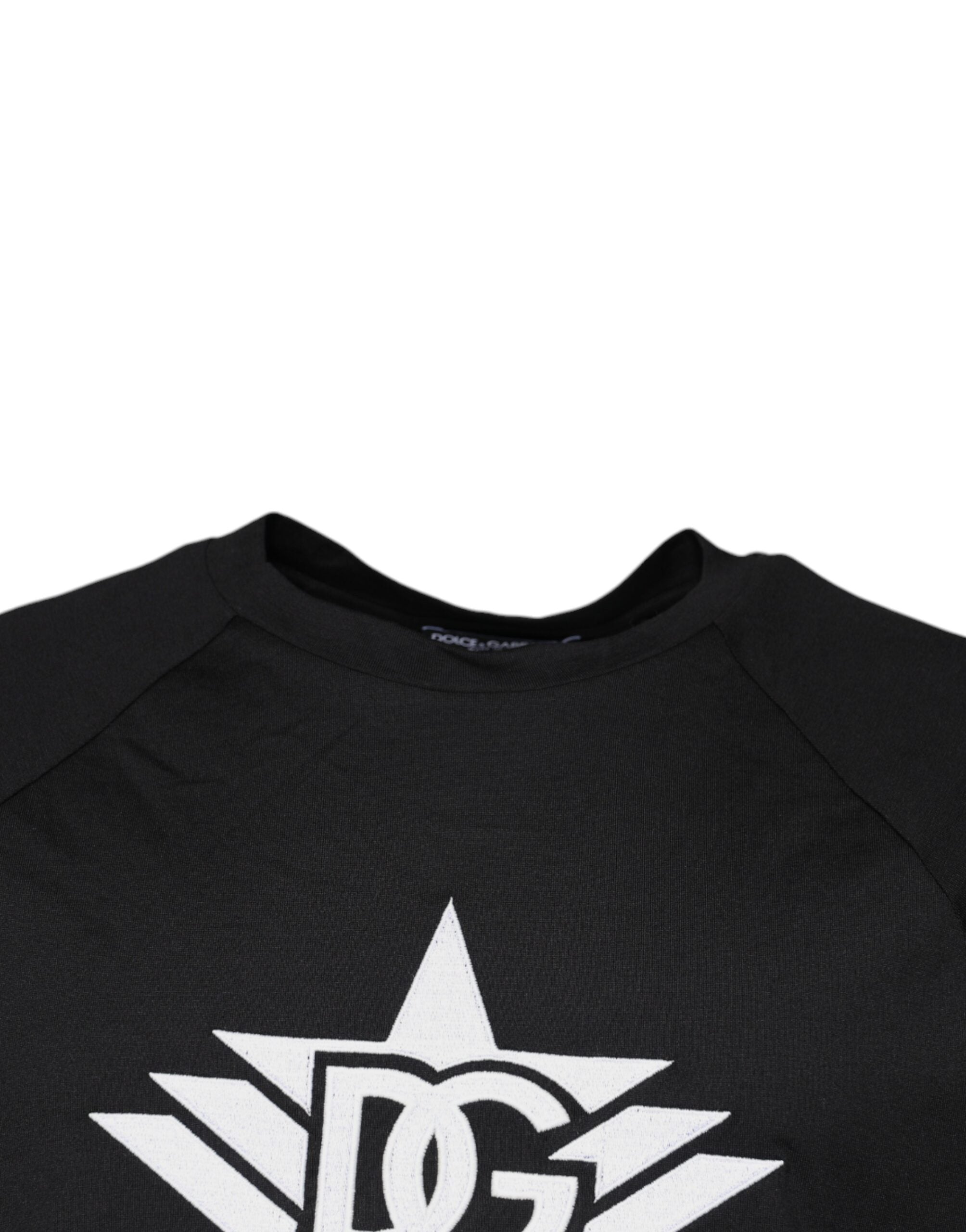 Dolce & Gabbana Black Logo Print Cotton Crew Neck Men's T-shirt