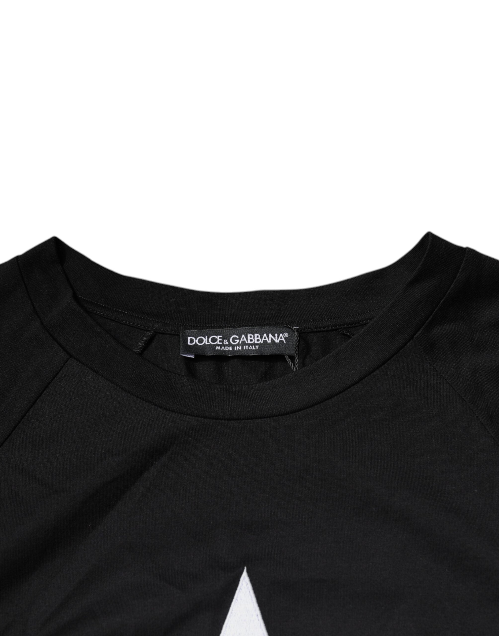 Dolce & Gabbana Black Logo Print Cotton Crew Neck Men's T-shirt