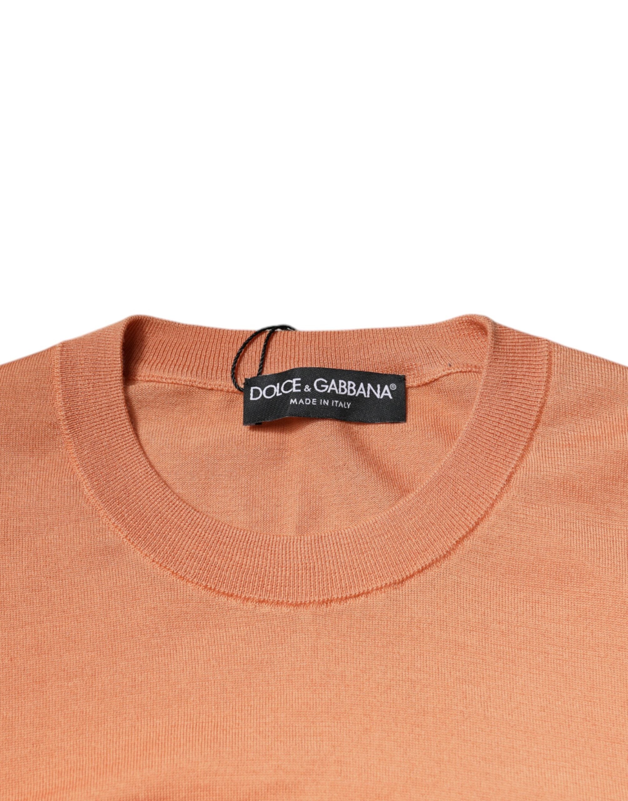 Dolce & Gabbana Beige Wool Crewneck Pullover Cropped Men's Sweater