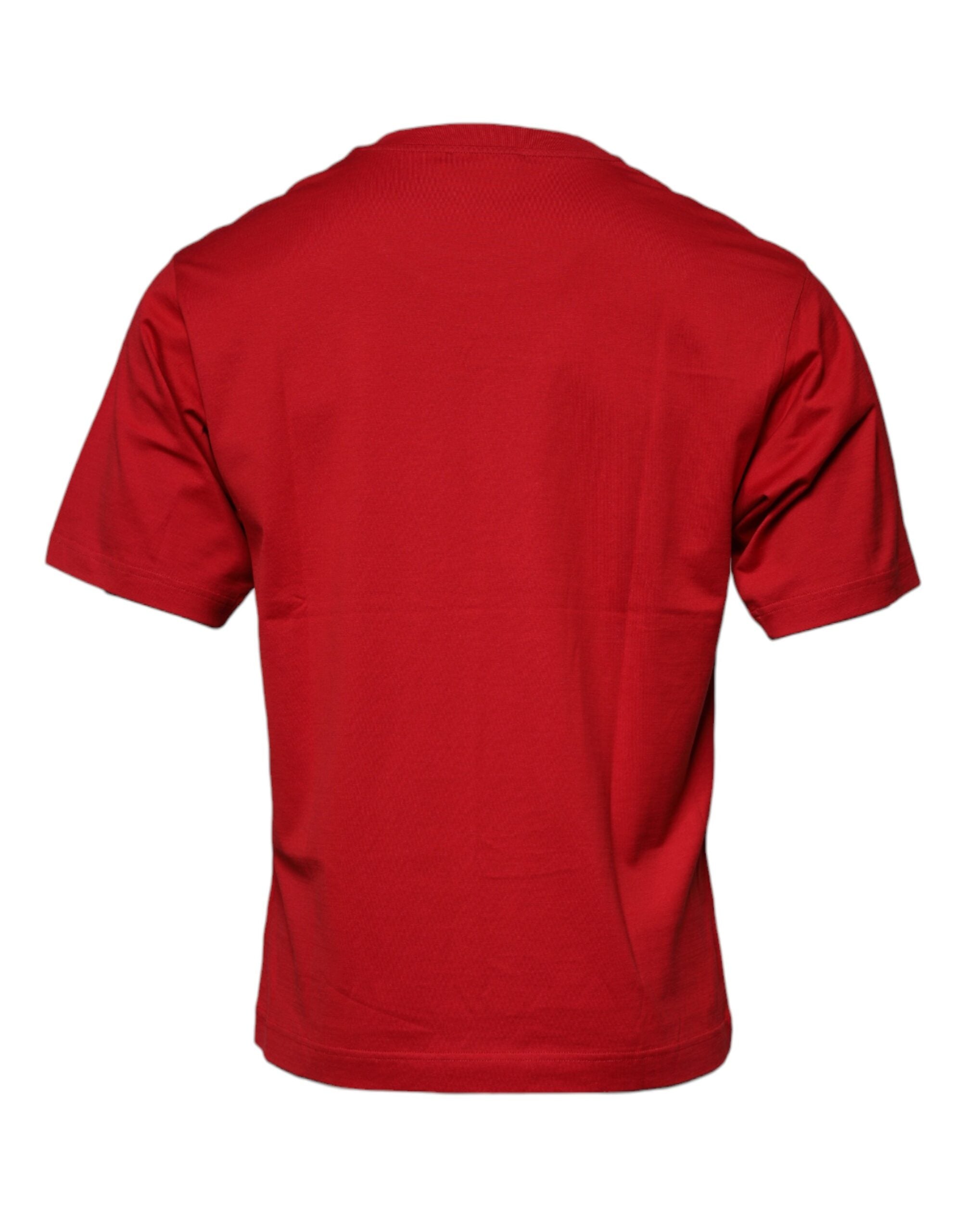 Dolce & Gabbana Red Logo Print Cotton Crew Neck Men's T-shirt