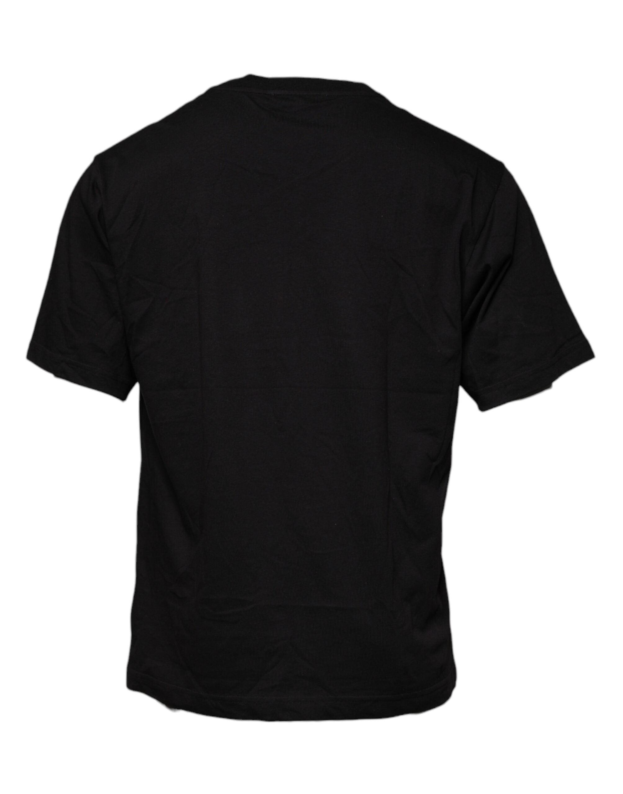 Dolce & Gabbana Black Logo Print Cotton Crew Neck Men's T-shirt (Pre-Owned)