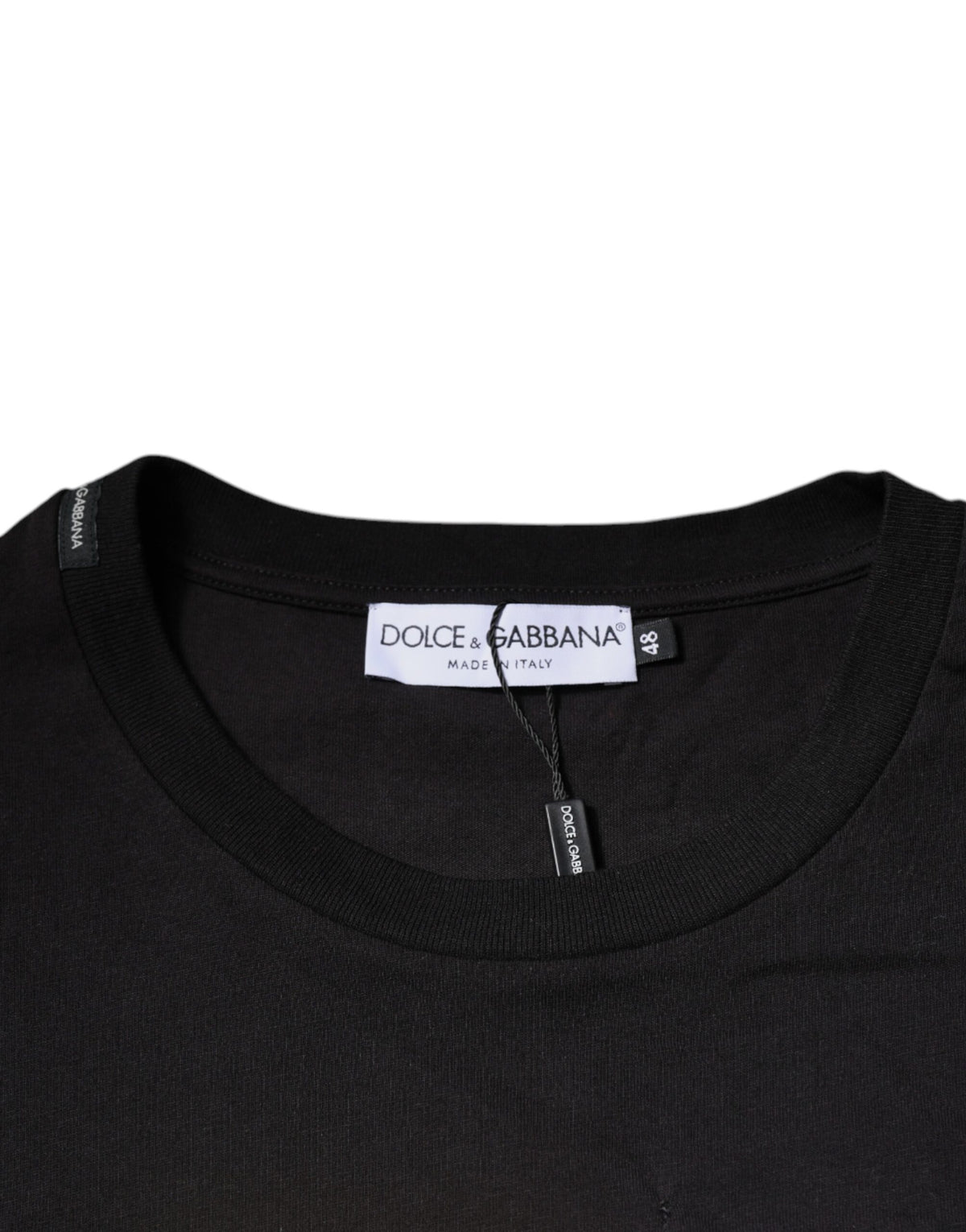 Dolce & Gabbana Black Logo Print Cotton Crew Neck Men's T-shirt (Pre-Owned)