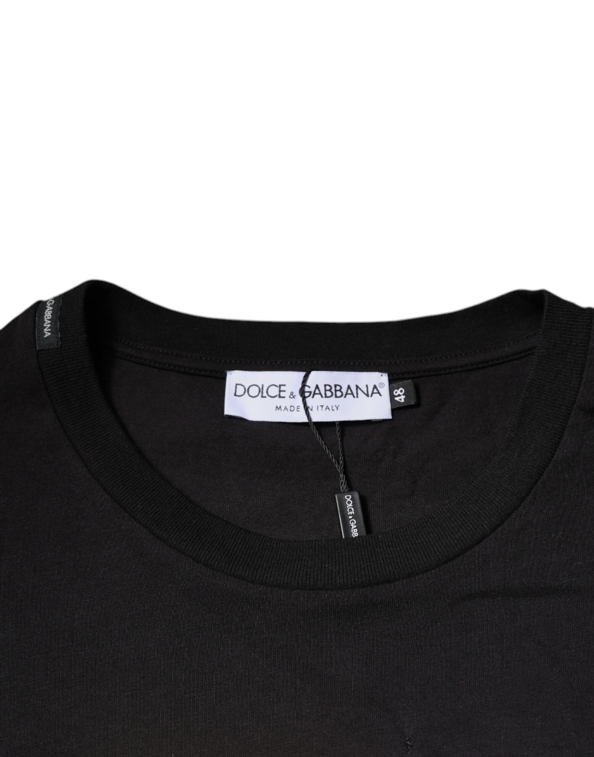 Dolce & Gabbana Black Logo Print Cotton Crew Neck Men's T-shirt (Pre-Owned)