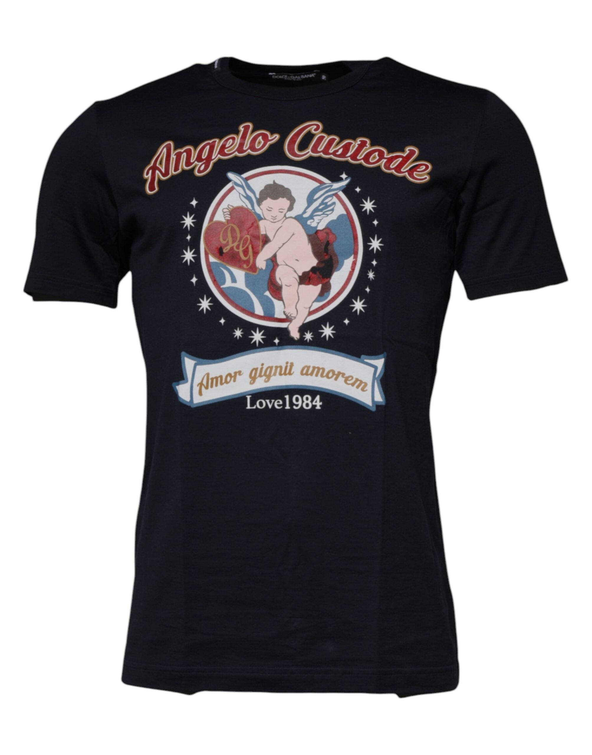 Dolce & Gabbana Blue Cotton Angel Print Short Sleeves Men's T-shirt (Pre-Owned)