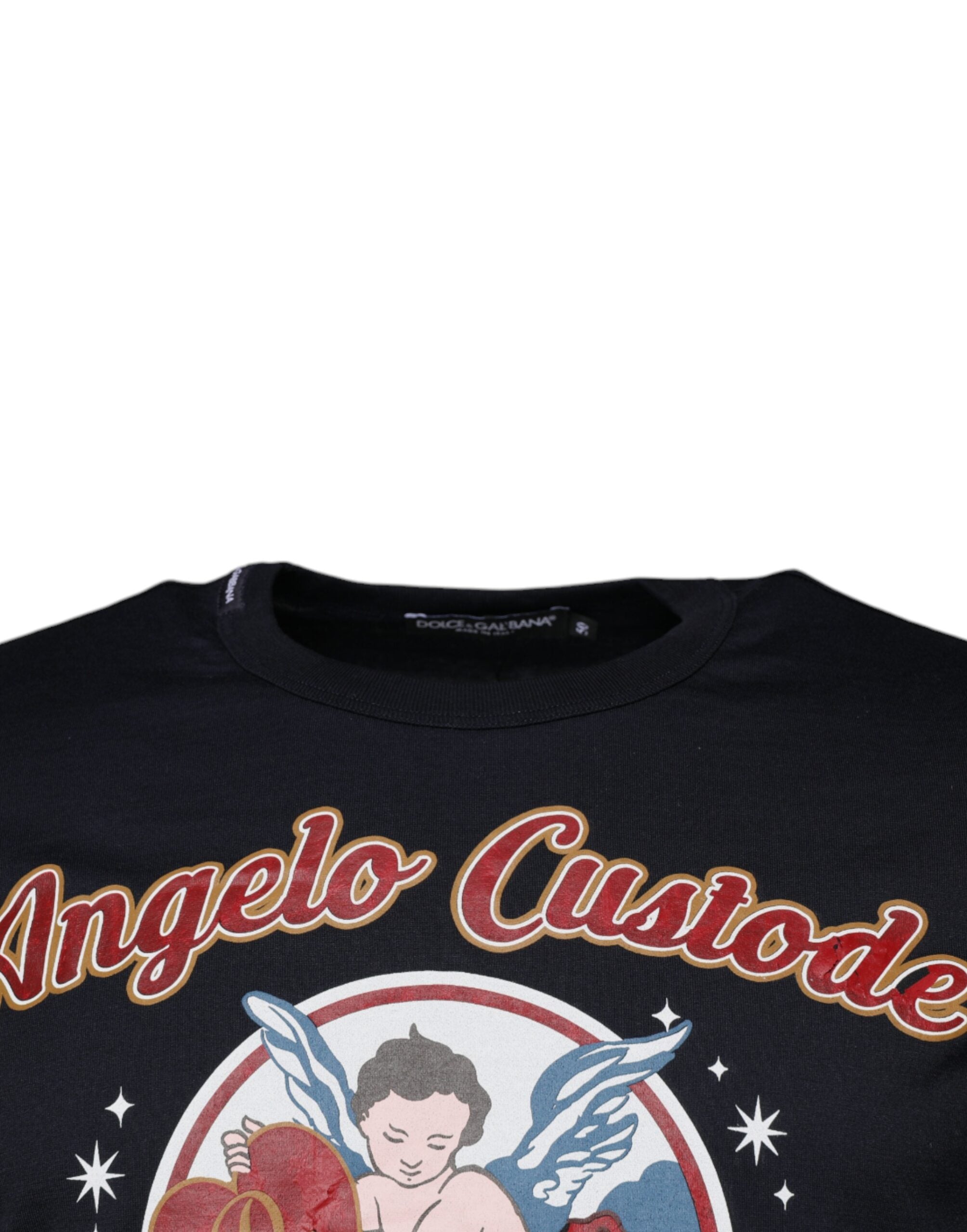 Dolce & Gabbana Blue Cotton Angel Print Short Sleeves Men's T-shirt (Pre-Owned)