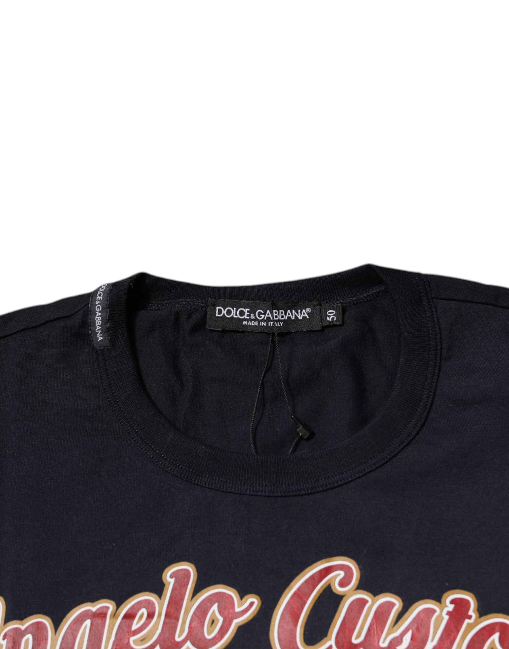 Dolce & Gabbana Blue Cotton Angel Print Short Sleeves Men's T-shirt (Pre-Owned)