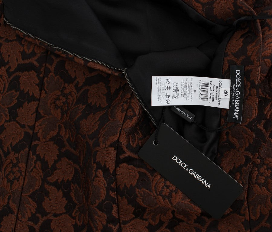 Dolce & Gabbana Brown Floral Brocade Mini Bubble Women's Skirt