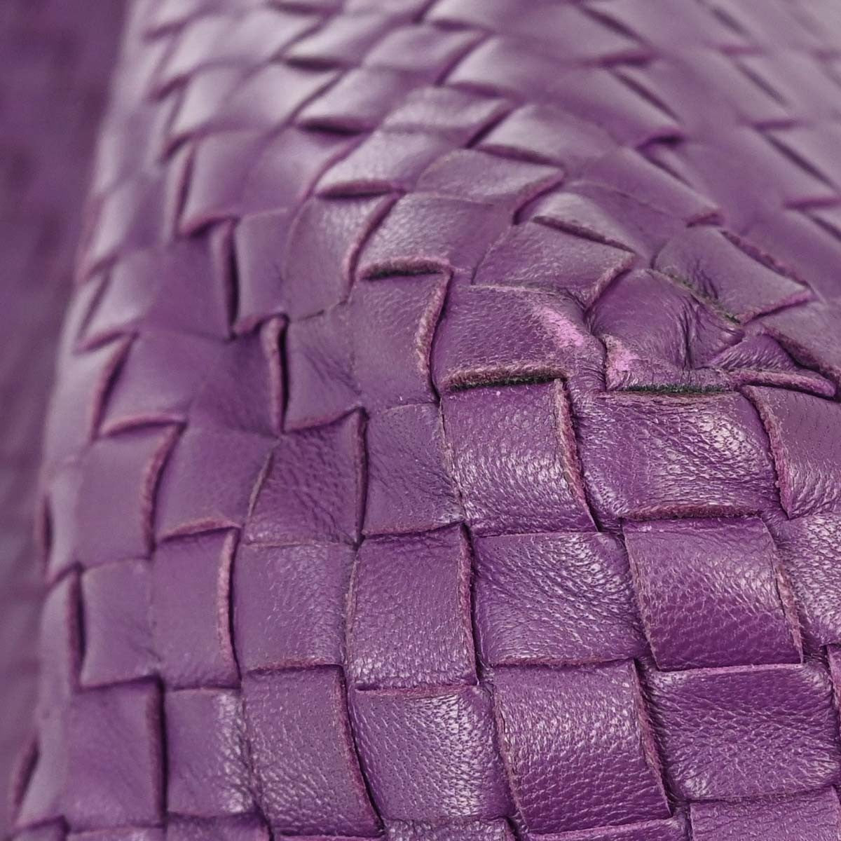 Bottega Veneta Brick Intrecciato Nappa Purple Leather Tote Bag Bag (Pre-Owned)