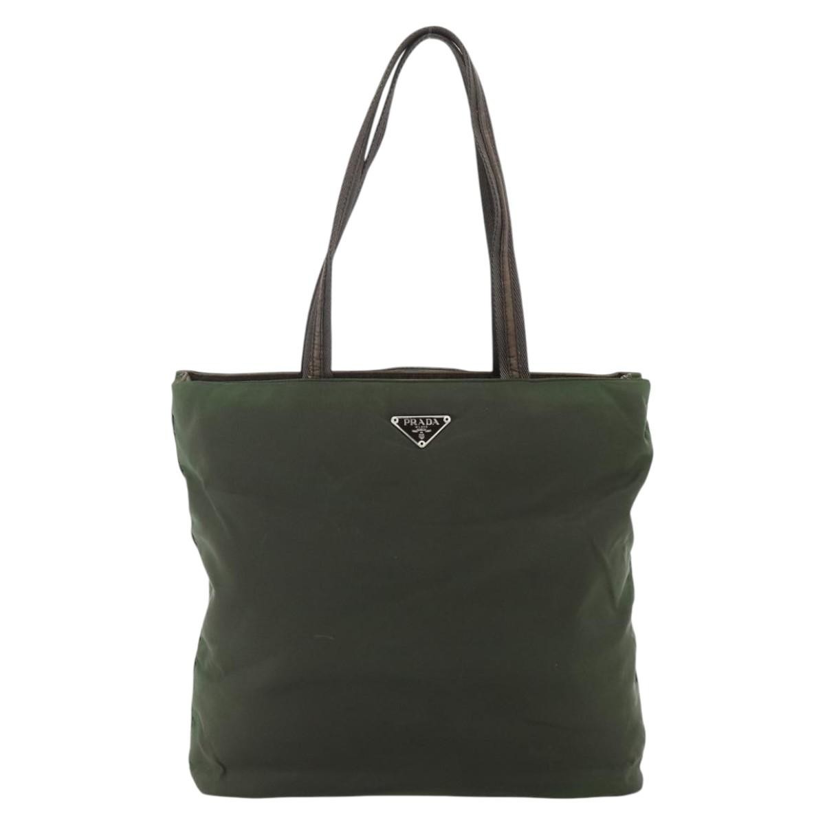 Prada Zip Tote Tessuto Khaki Nylon Tote Bag Bag (Pre-Owned)