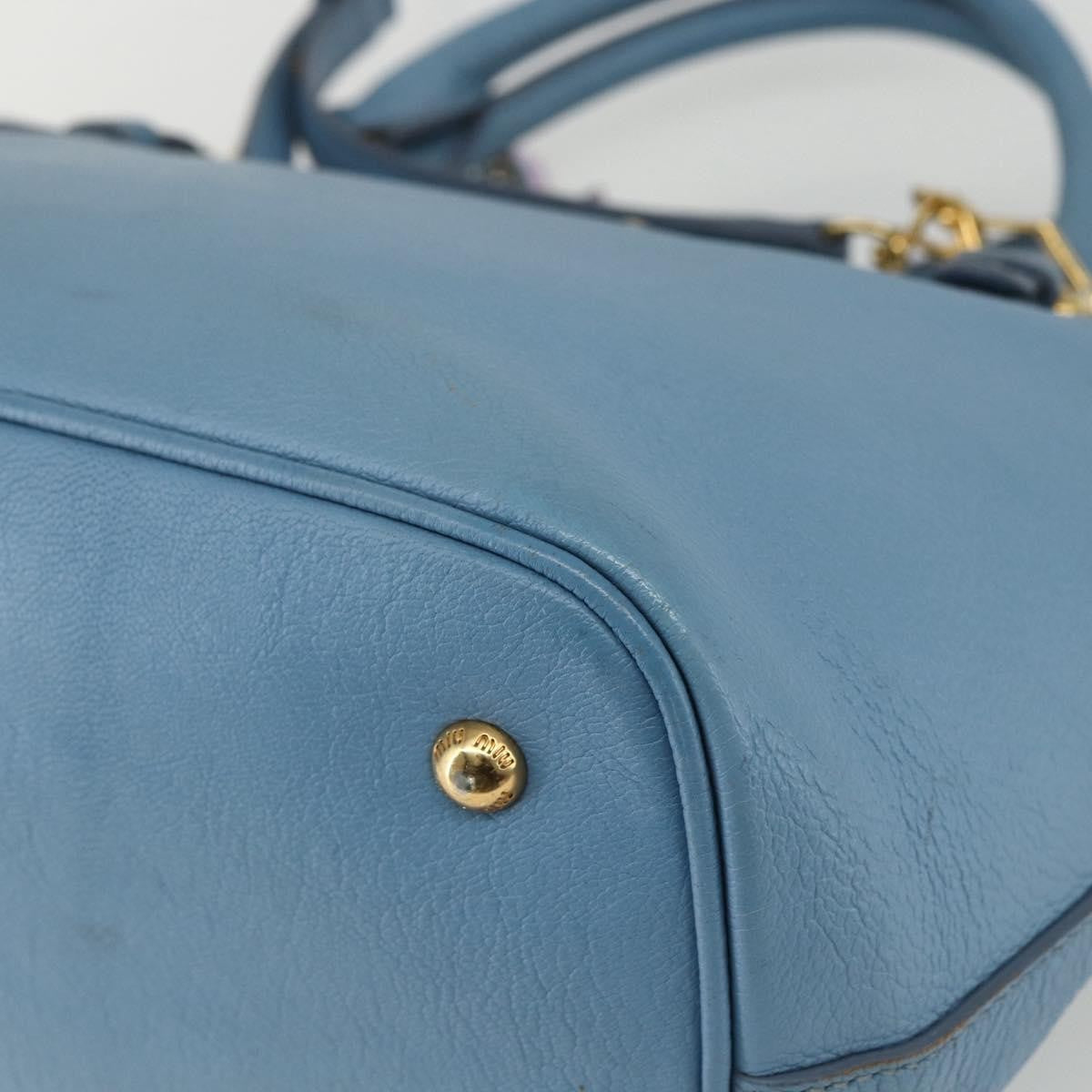 Miu Miu Madras Convertible Lock Leather Blue Leather Tote Bag Bag (Pre-Owned)