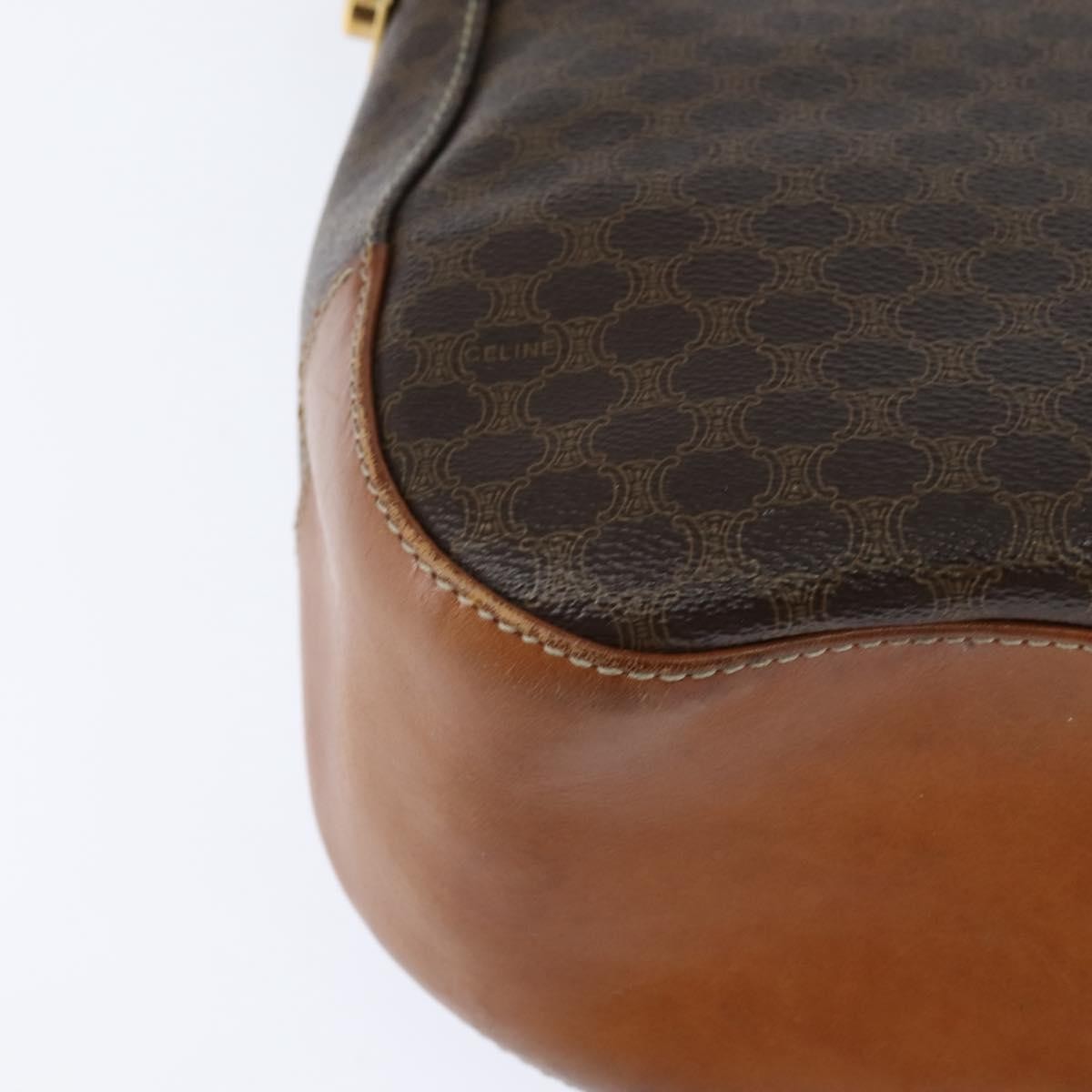 Celine Vintage Macadam Canvas And Leather Brown Canvas Shoulder Bag Bag (Pre-Owned)