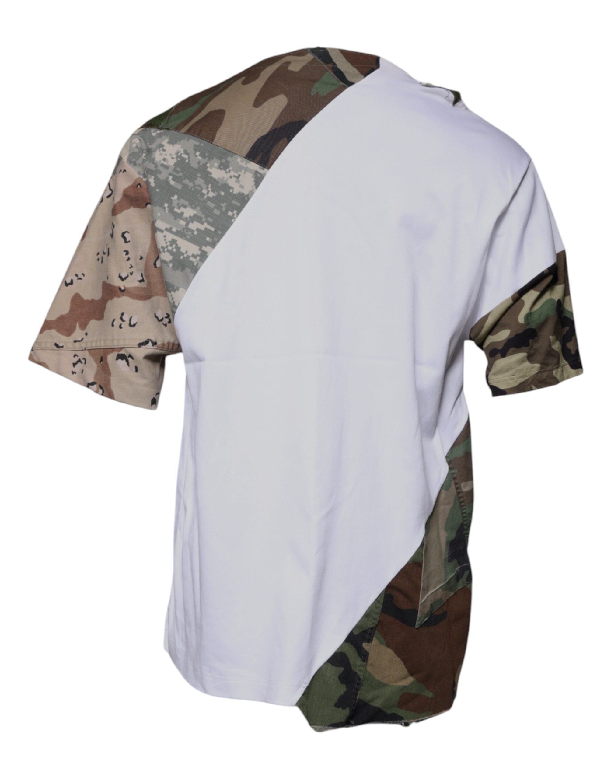 Dolce & Gabbana White Camouflage Cotton Crew Neck Men's T-shirt (Pre-Owned)