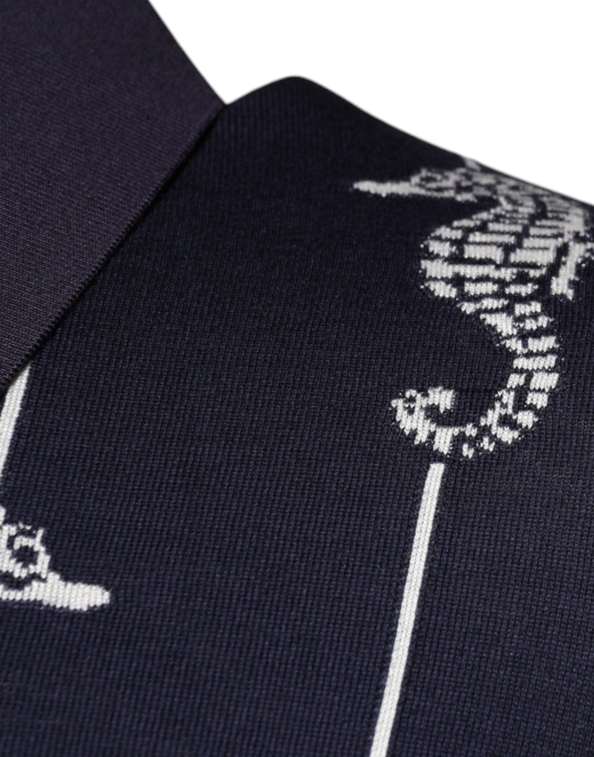Dolce & Gabbana Dark Blue Sea Horse Collared Polo Men's T-shirt (Pre-Owned)