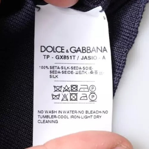 Dolce & Gabbana Dark Blue Sea Horse Collared Polo Men's T-shirt (Pre-Owned)