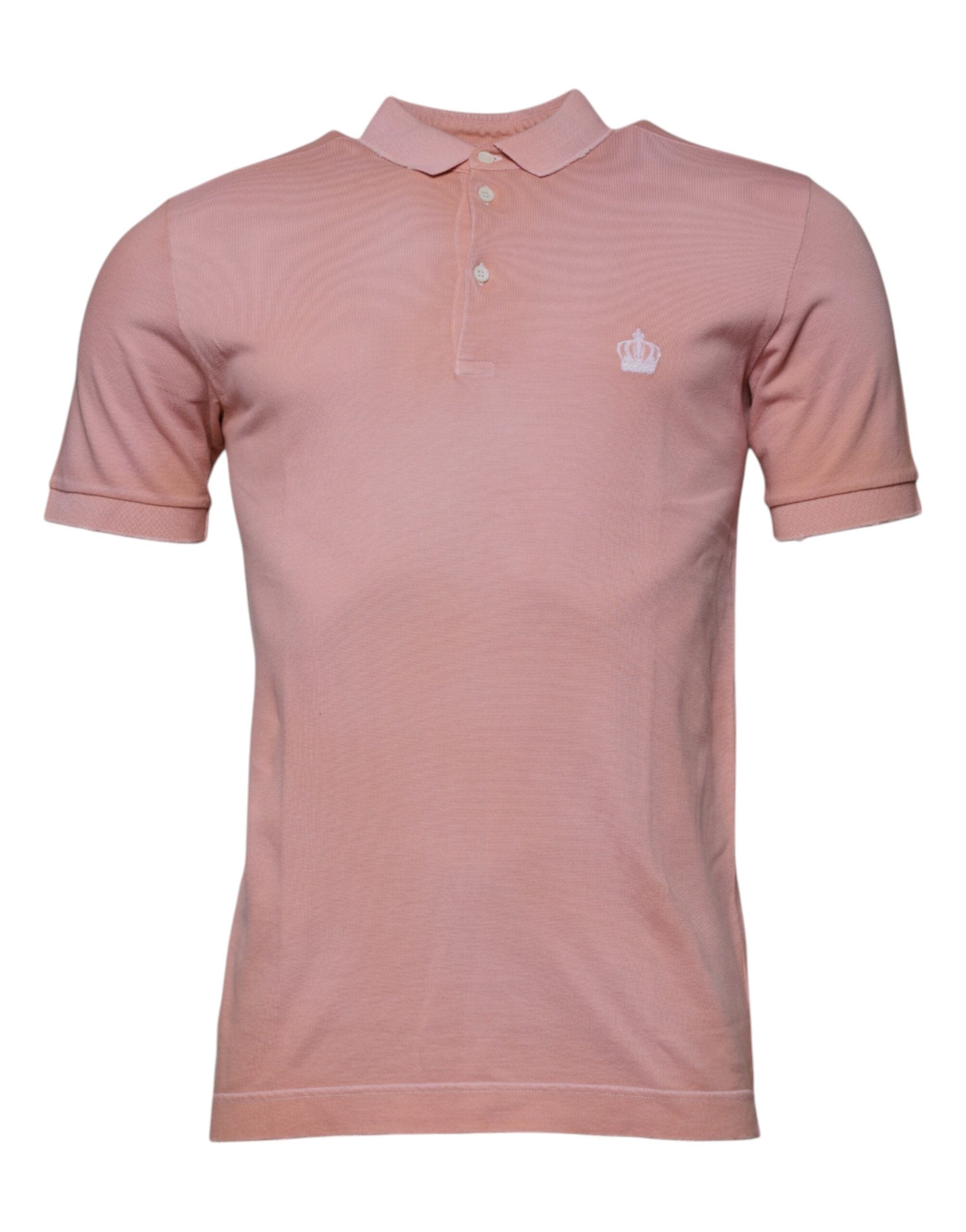 Dolce & Gabbana Pink Crown Collared Short Sleeve Polo Men's T-shirt (Pre-Owned)
