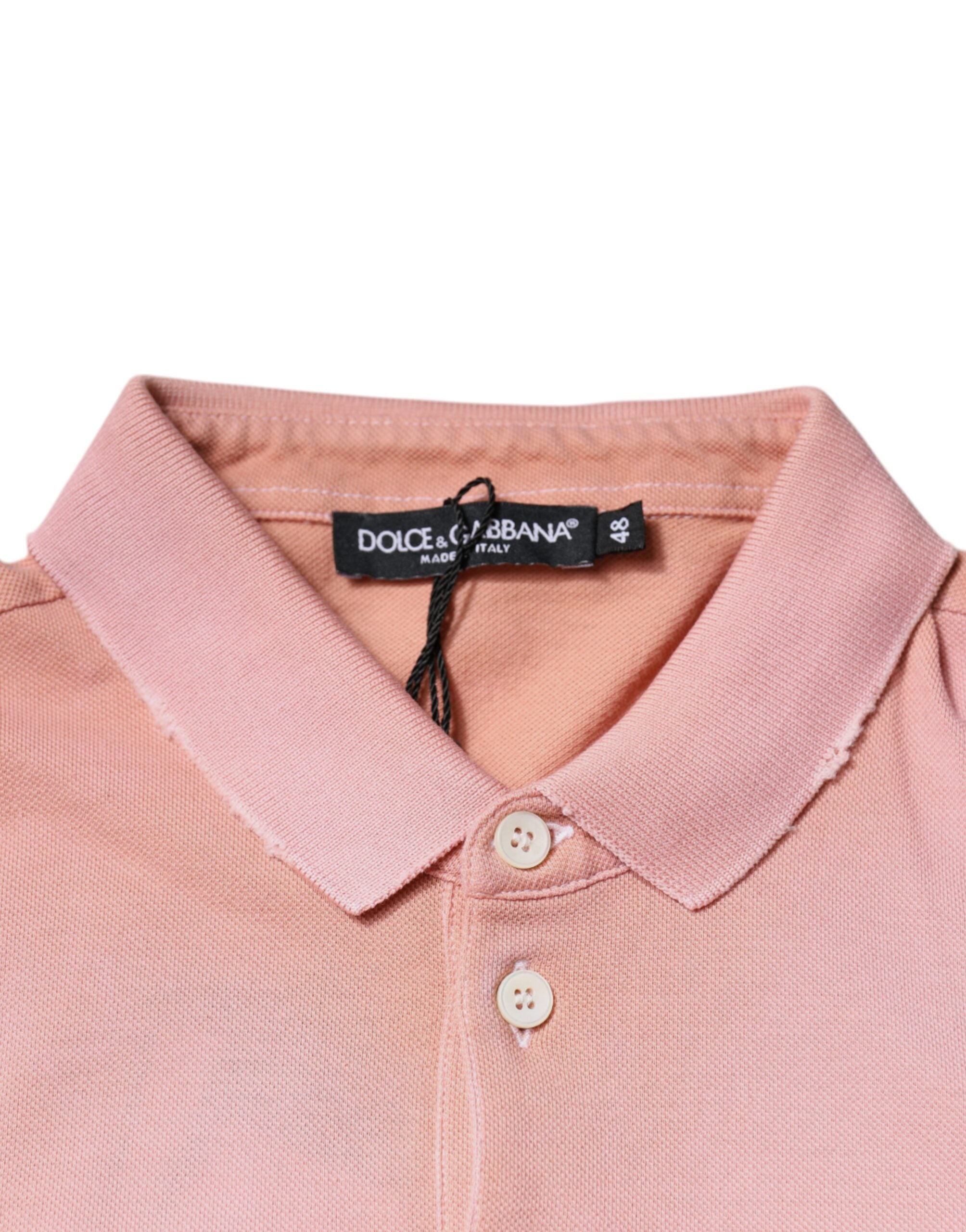 Dolce & Gabbana Pink Crown Collared Short Sleeve Polo Men's T-shirt (Pre-Owned)