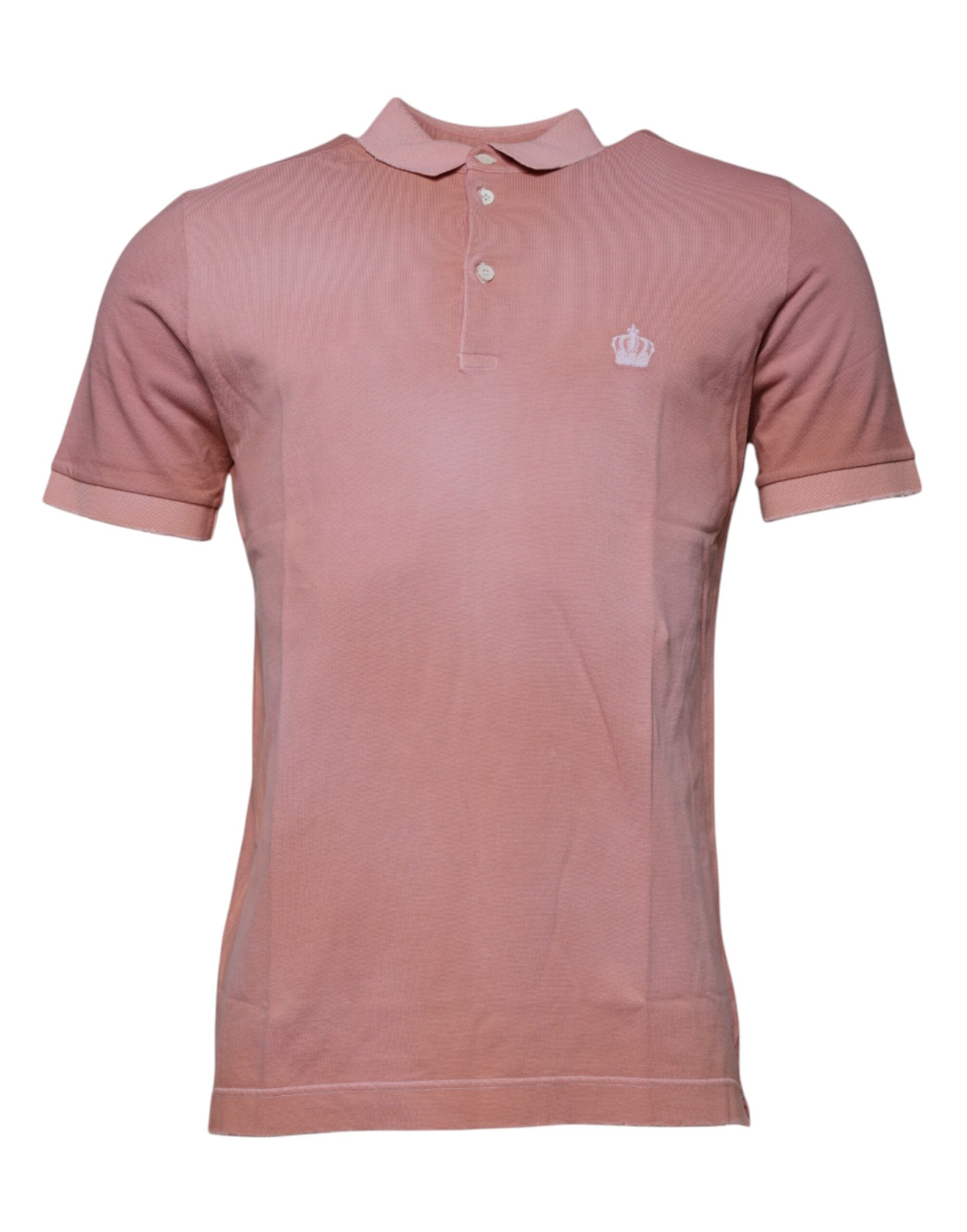 Dolce & Gabbana Pink Crown Collared Short Sleeve Polo Men's T-shirt (Pre-Owned)