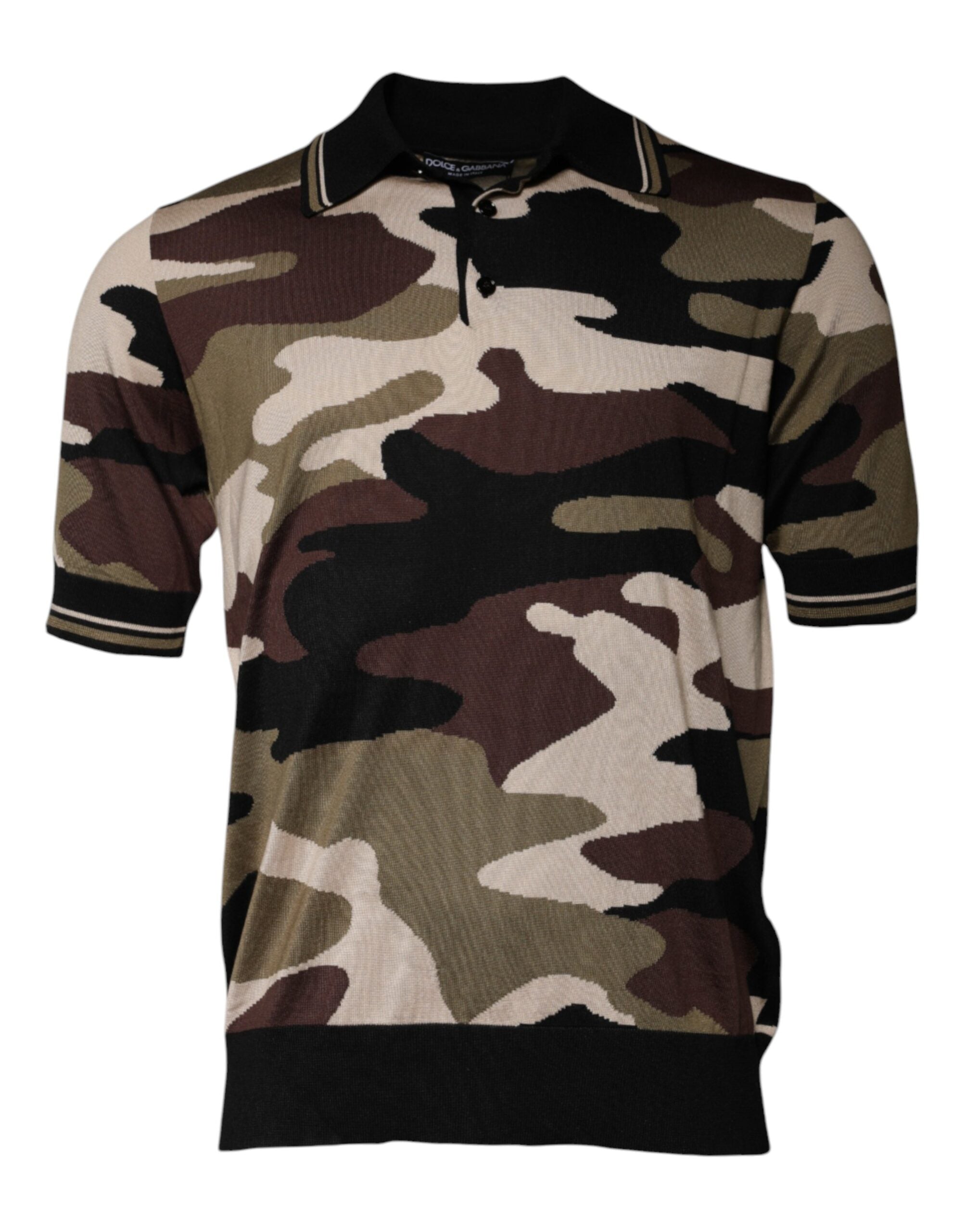 Dolce & Gabbana Multicolor Camouflage Collared Polo Men's T-shirt