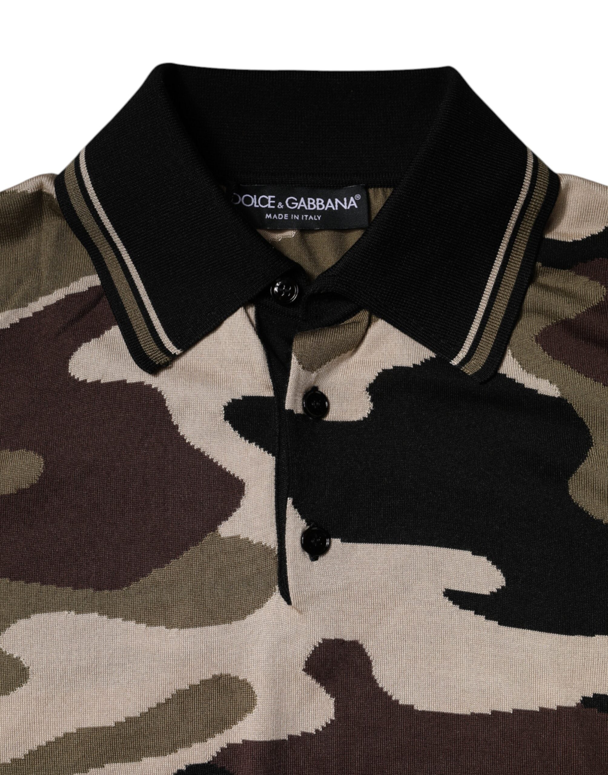 Dolce & Gabbana Multicolor Camouflage Collared Polo Men's T-shirt