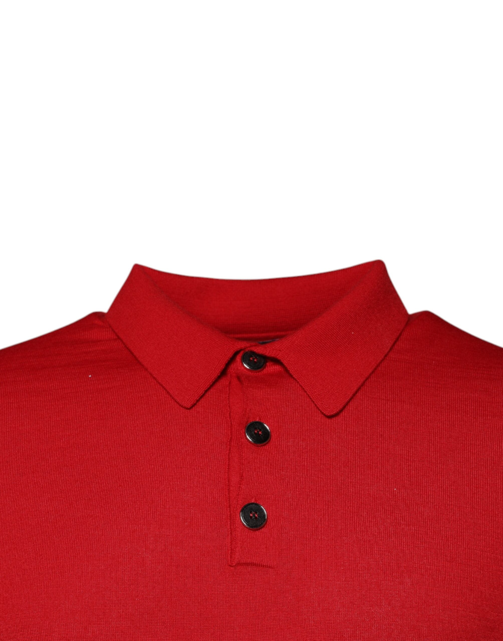 Dolce & Gabbana Red Cashmere Collared Pullover Men's Sweater (Pre-Owned)