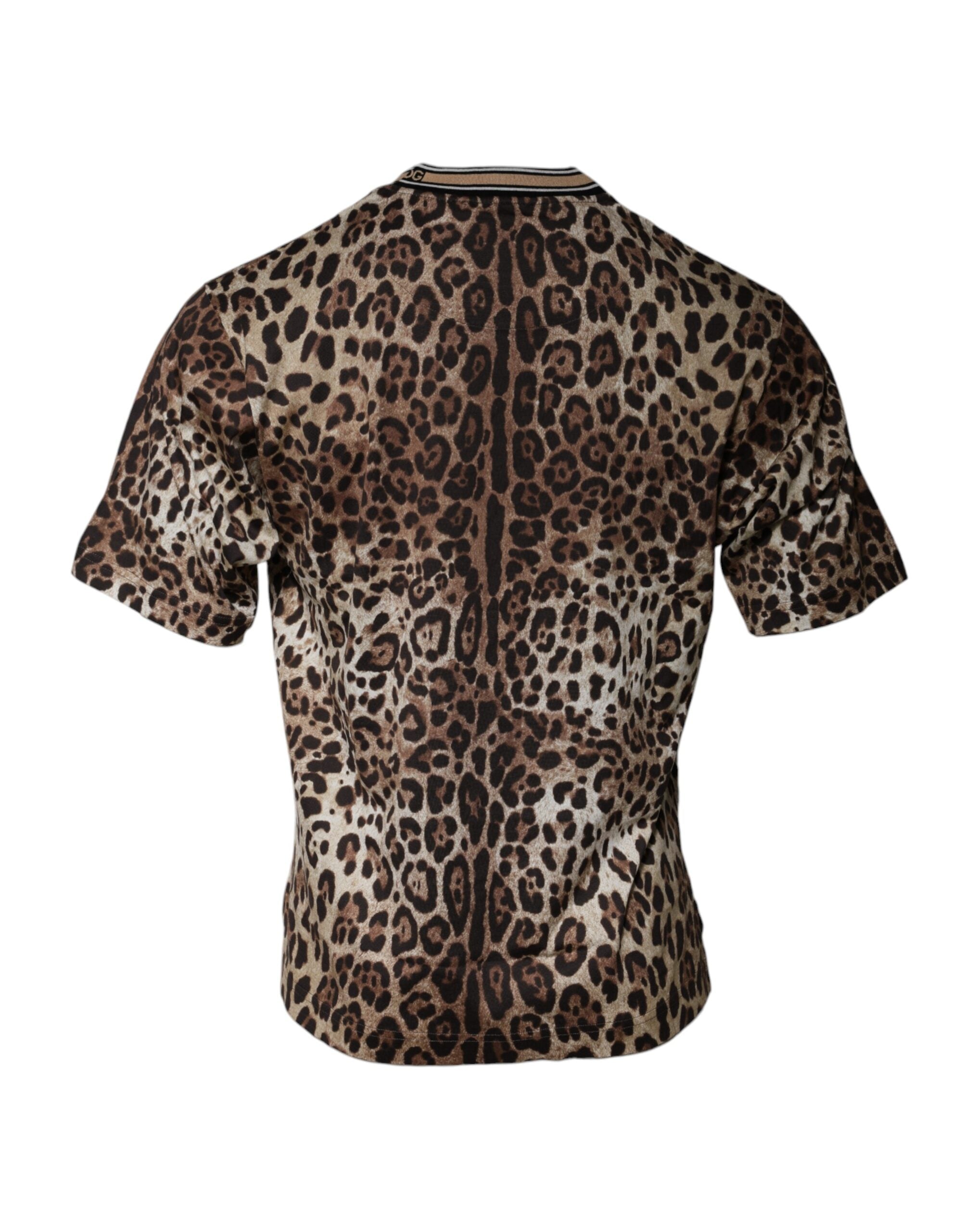 Dolce & Gabbana Brown Leopard Crew Neck Short Sleeve Men's T-shirt