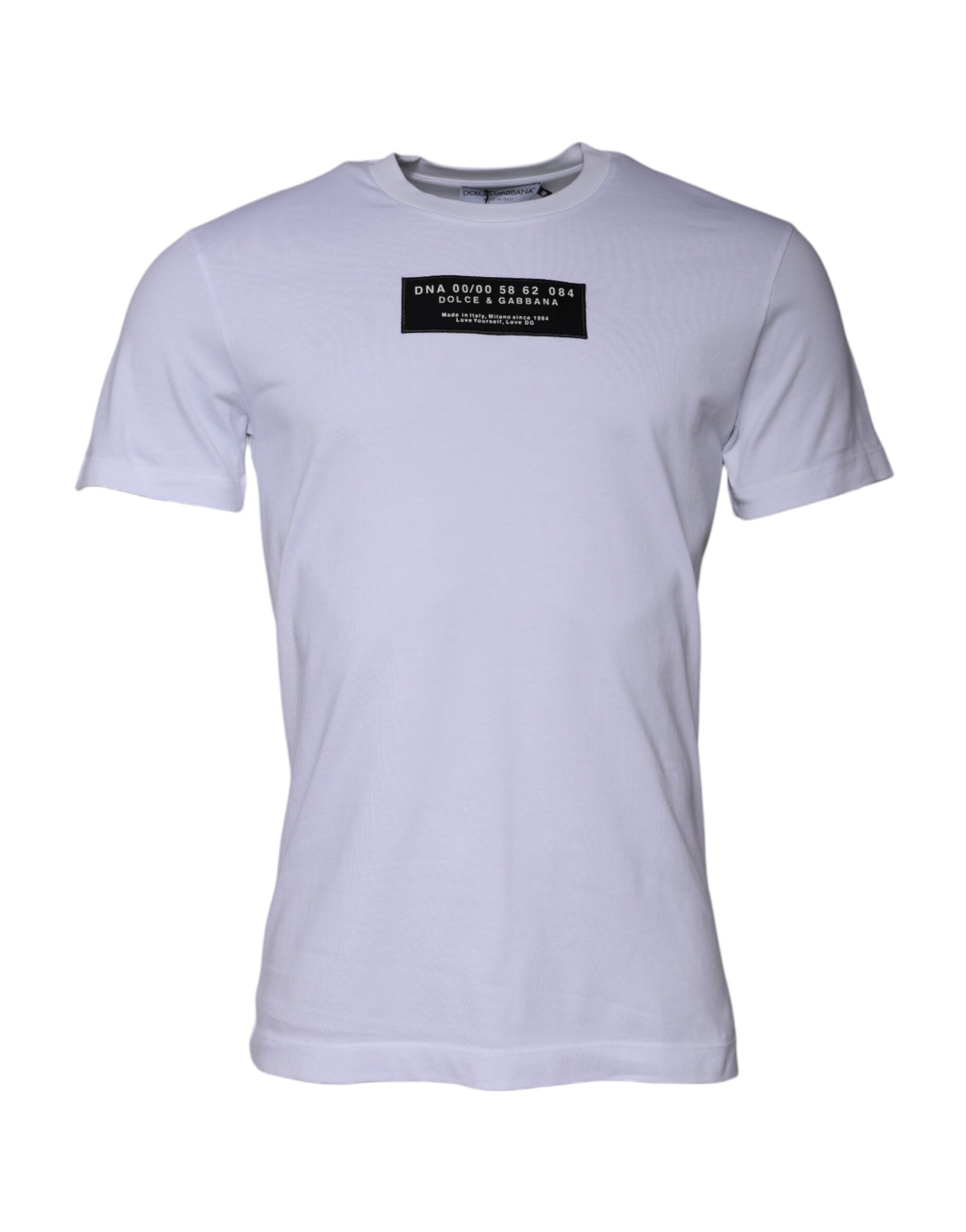 Dolce & Gabbana White Logo Print Cotton Crew Neck Men's T-shirt