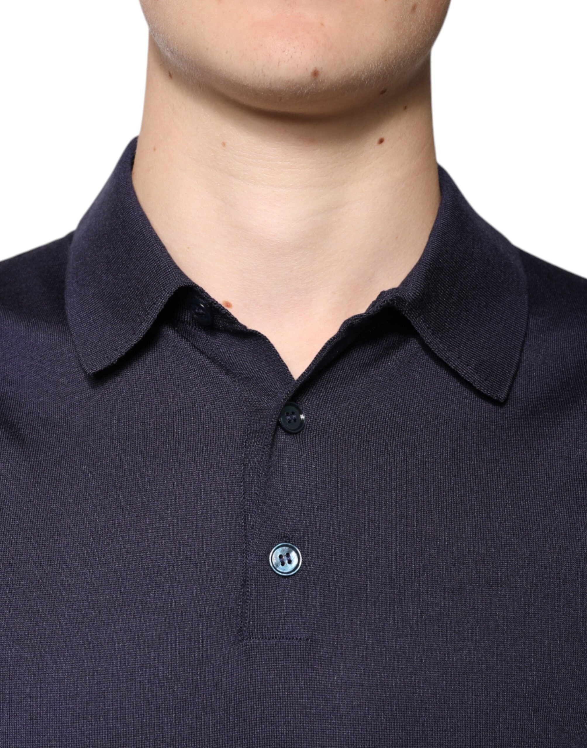 Dolce & Gabbana Blue Silk Collared Short Sleeves Polo Men's T-shirt (Pre-Owned)