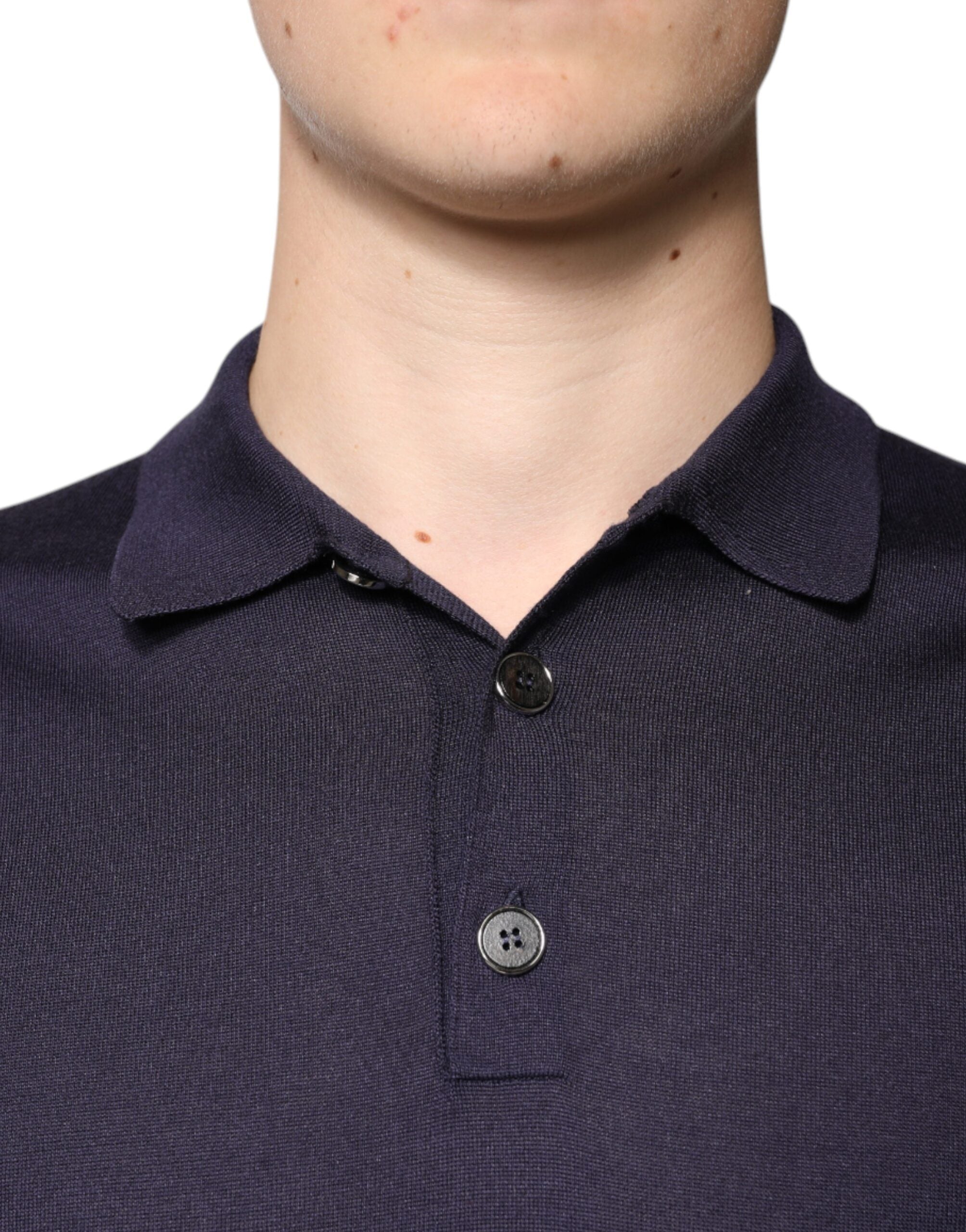 Dolce & Gabbana Blue Silk Collared Short Sleeves Polo Men's T-shirt (Pre-Owned)