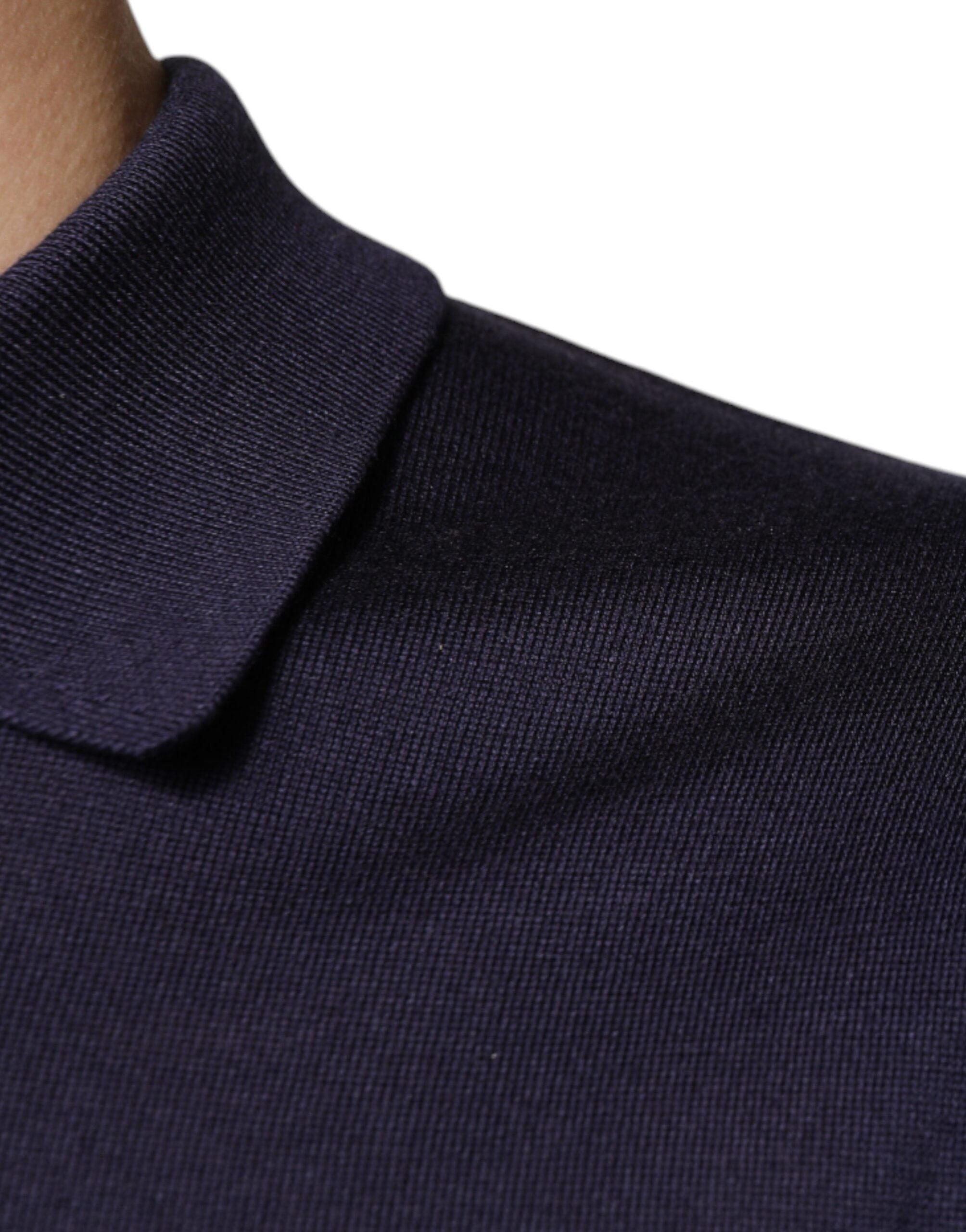 Dolce & Gabbana Blue Silk Collared Short Sleeves Polo Men's T-shirt (Pre-Owned)
