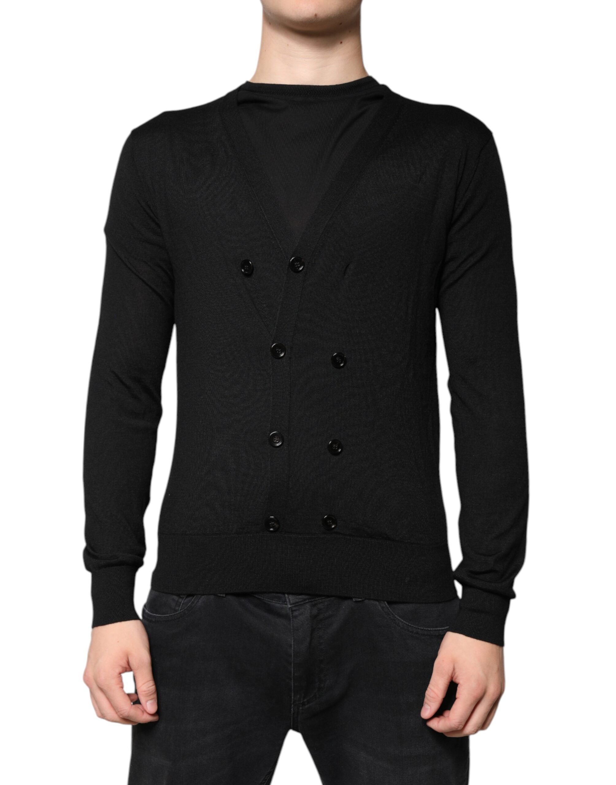 Dolce & Gabbana Black Cashmere Button Down Cardigan Men's Sweater