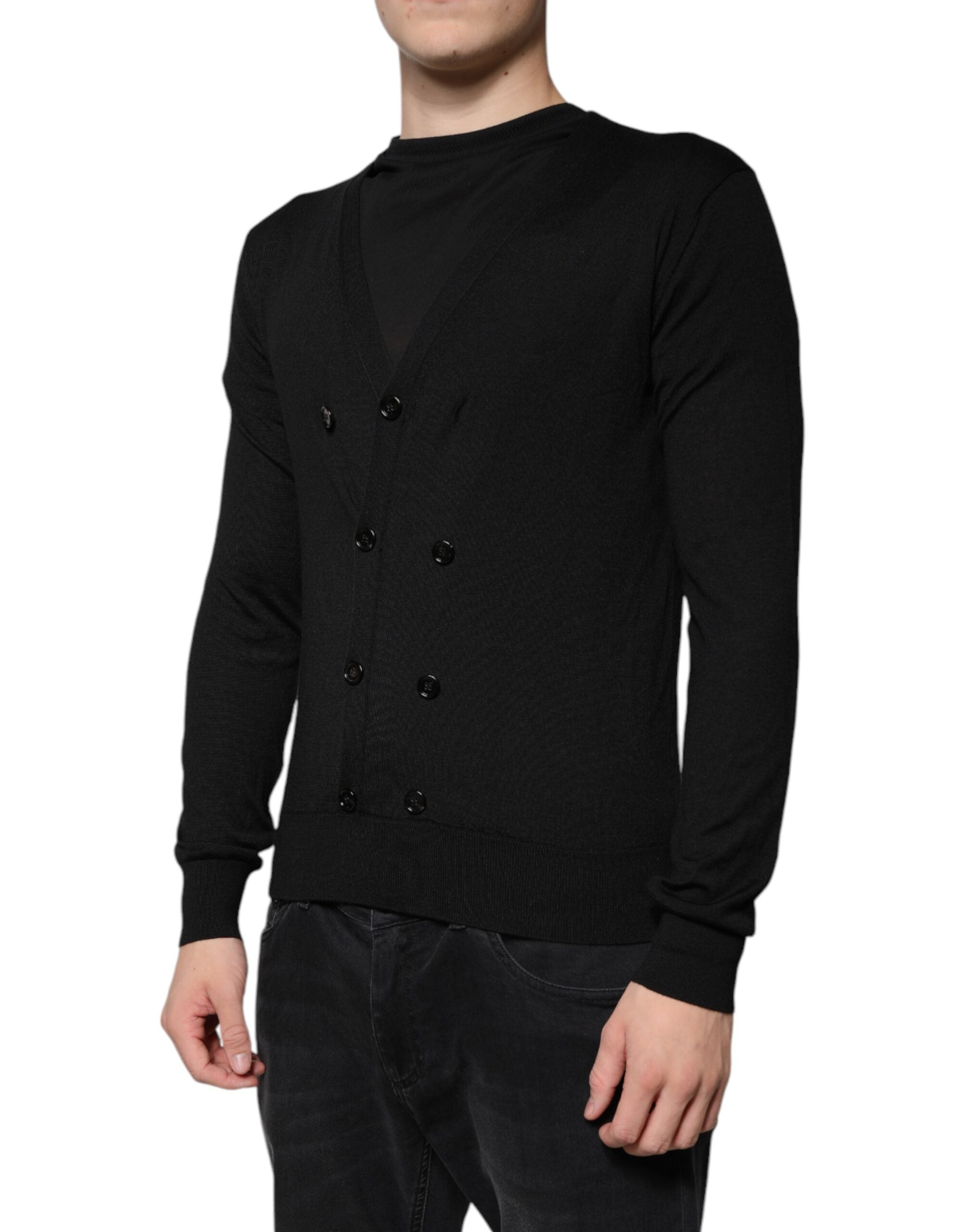 Dolce & Gabbana Black Cashmere Button Down Cardigan Men's Sweater