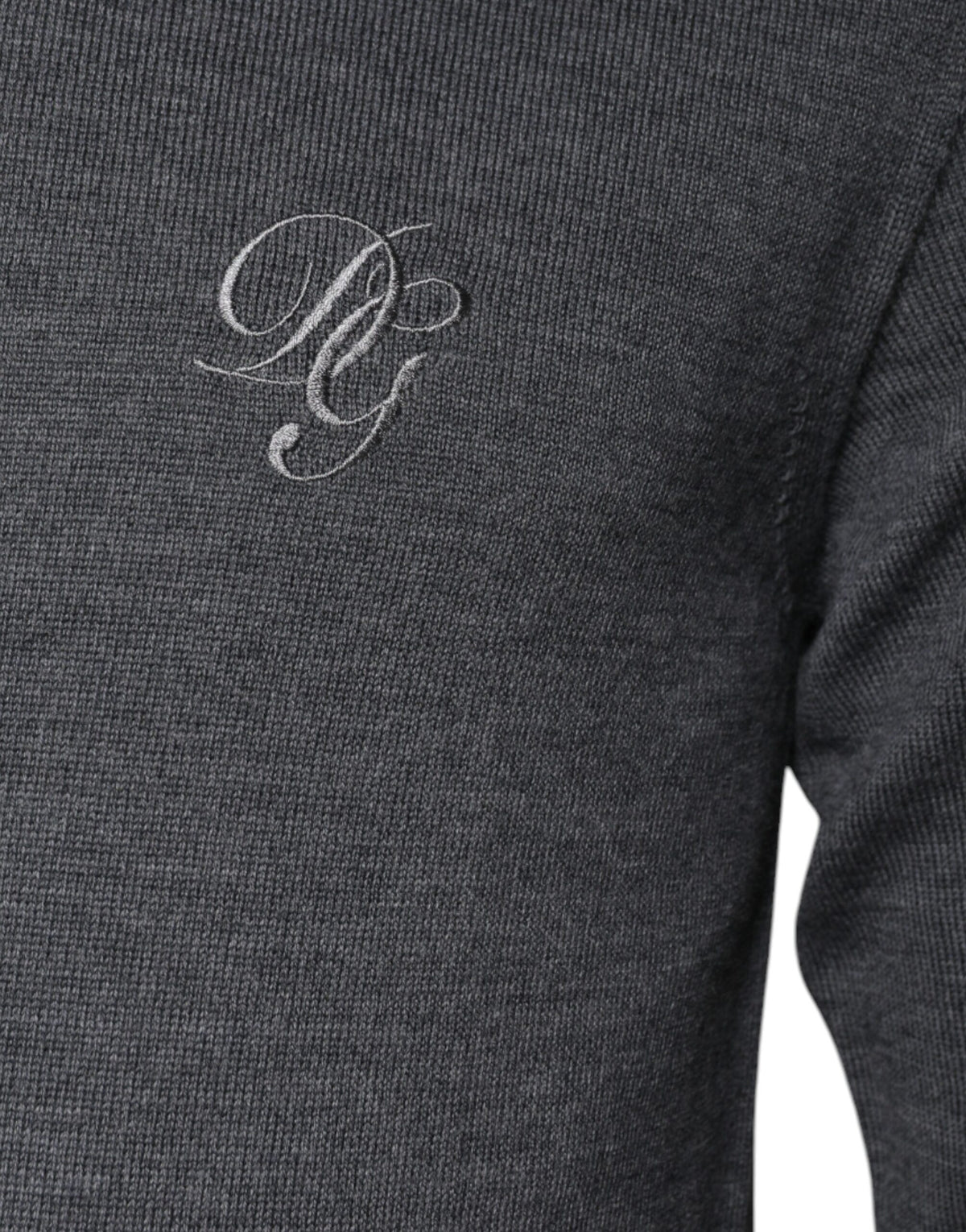 Dolce & Gabbana Gray Wool Logo Turtleneck Pullover Men's Sweater (Pre-Owned)
