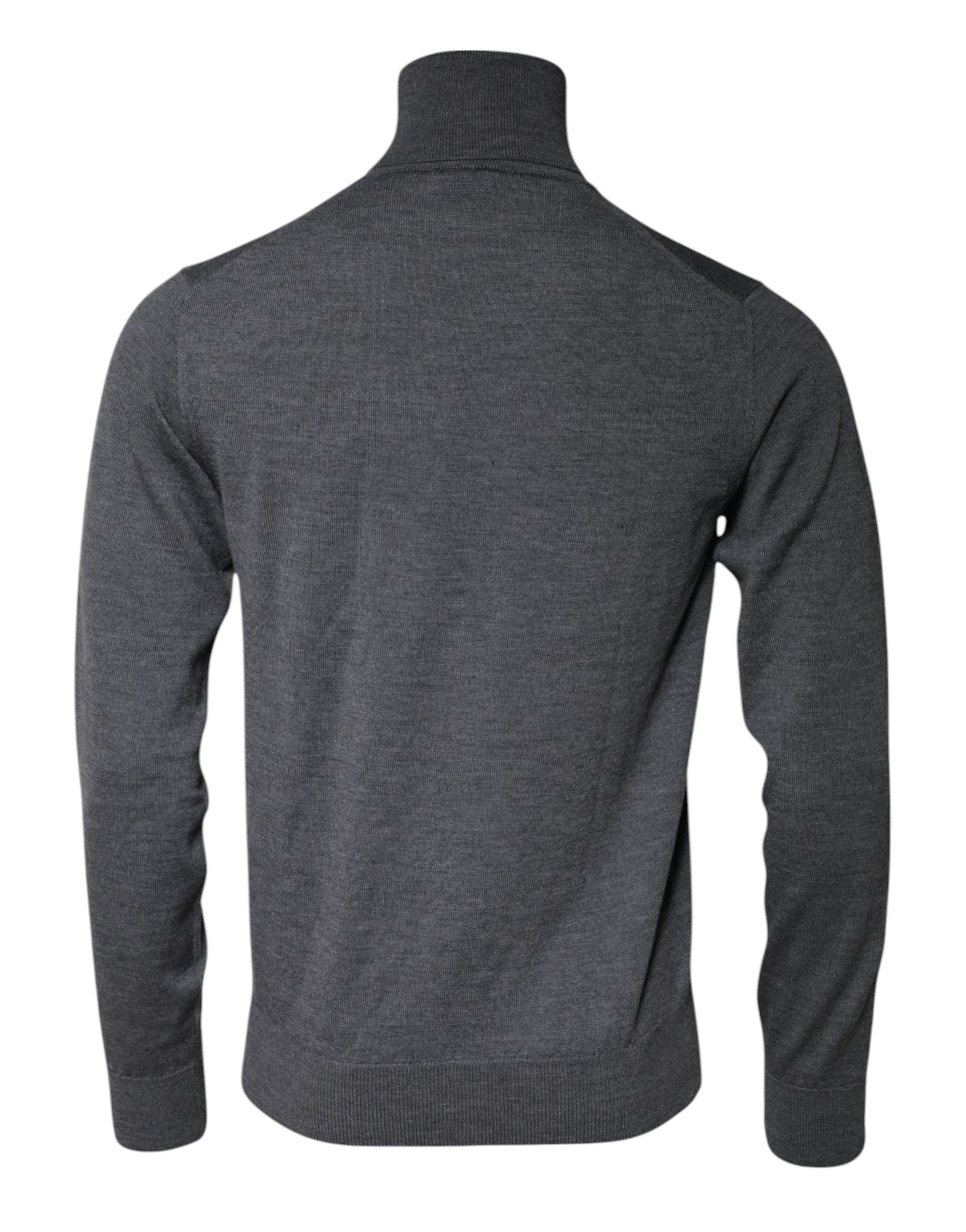 Dolce & Gabbana Gray Wool Logo Turtleneck Pullover Men's Sweater (Pre-Owned)